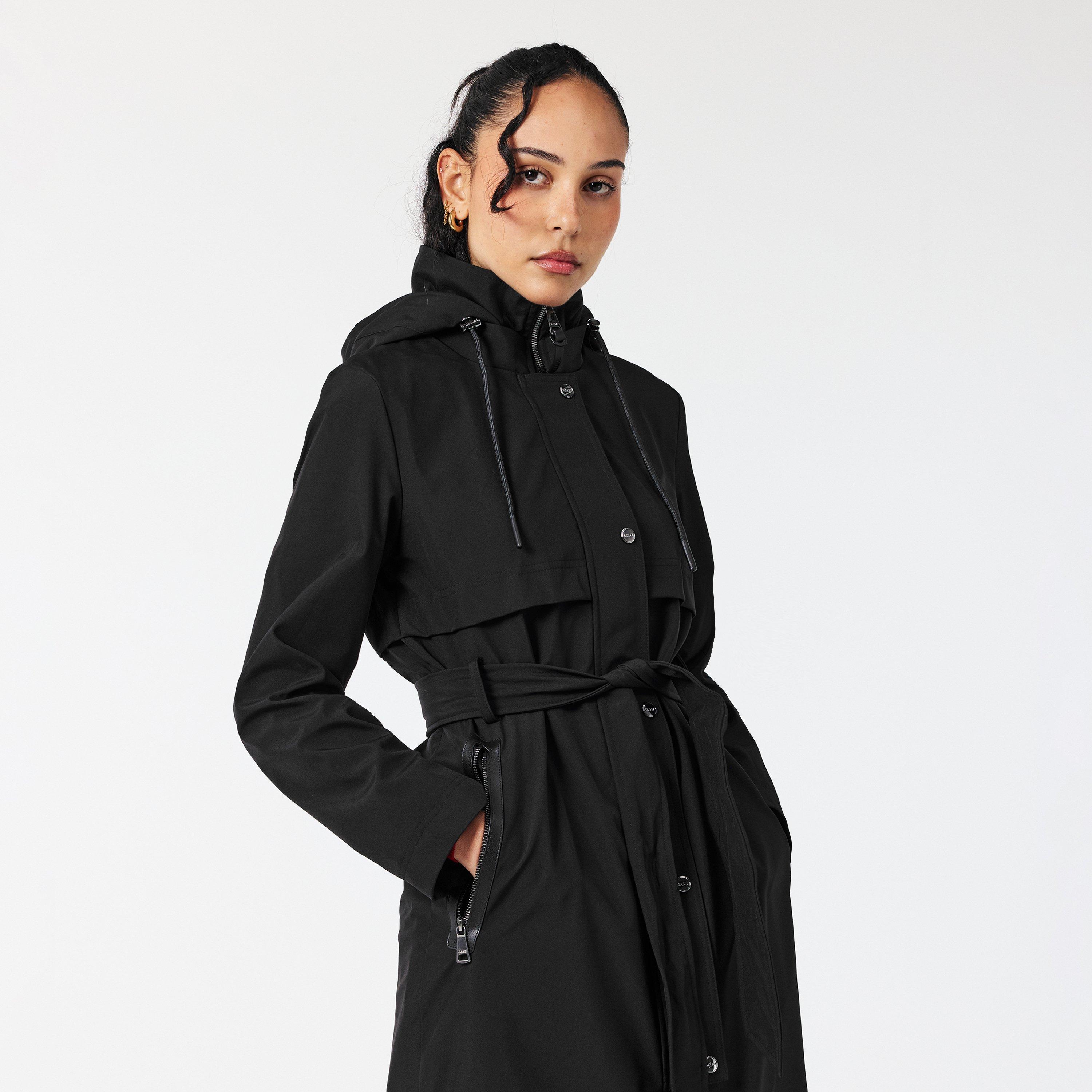 Black - DKNY - Women's Weather-Resistant Double-Breasted Tailored Fit Trench Coat - 3