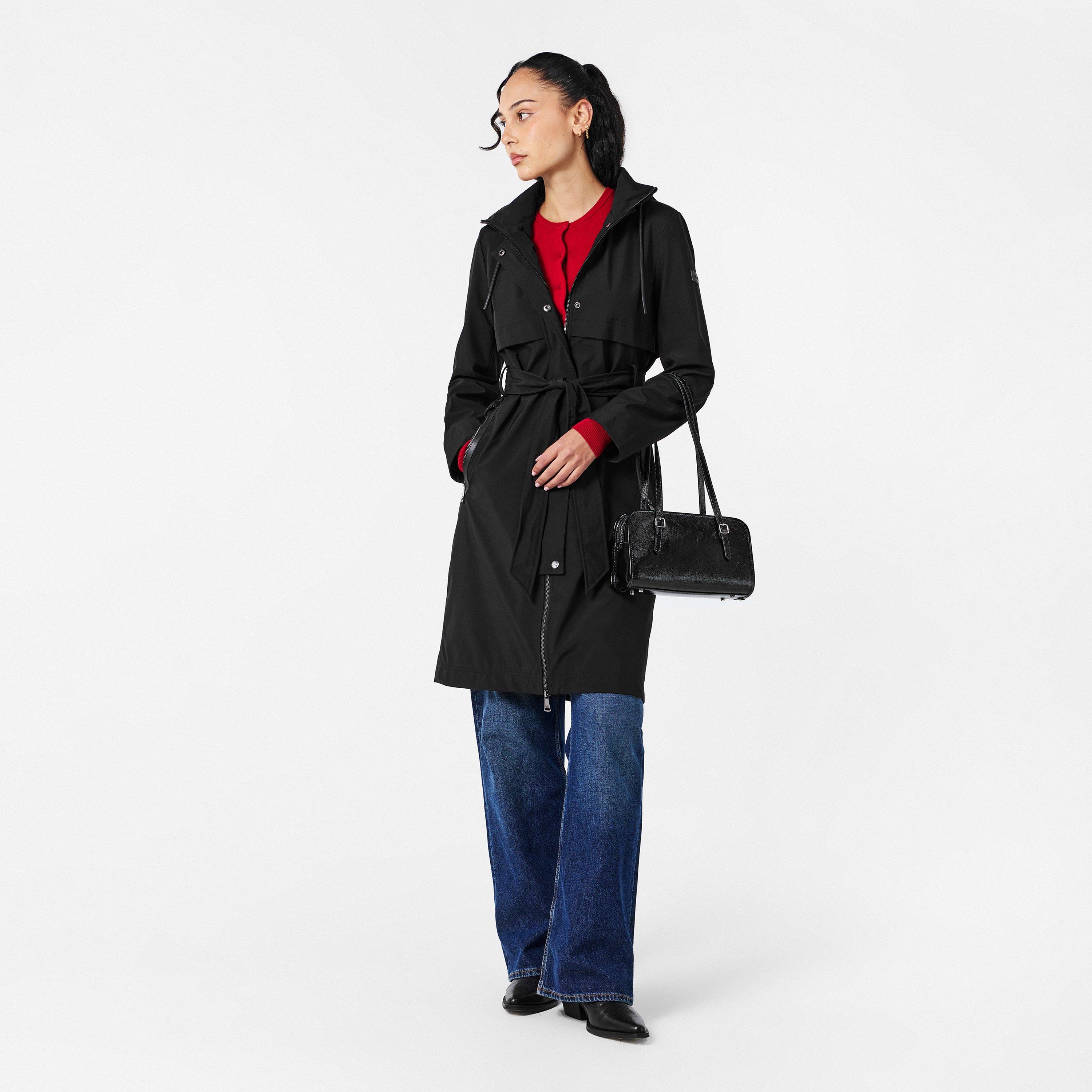 Black - DKNY - Women's Weather-Resistant Double-Breasted Tailored Fit Trench Coat - 6