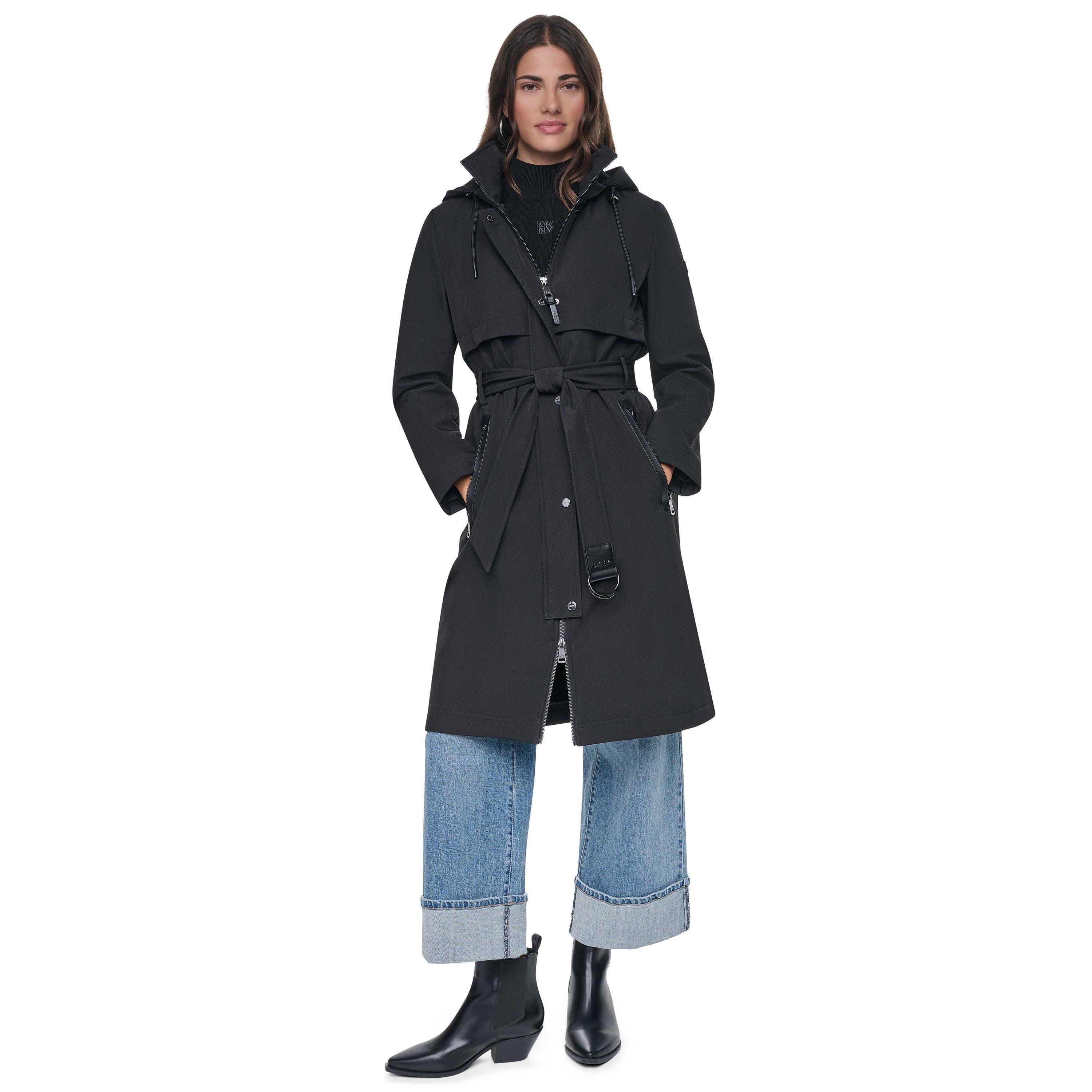 Black - DKNY - Women's Outerwear Trench Coat - 1