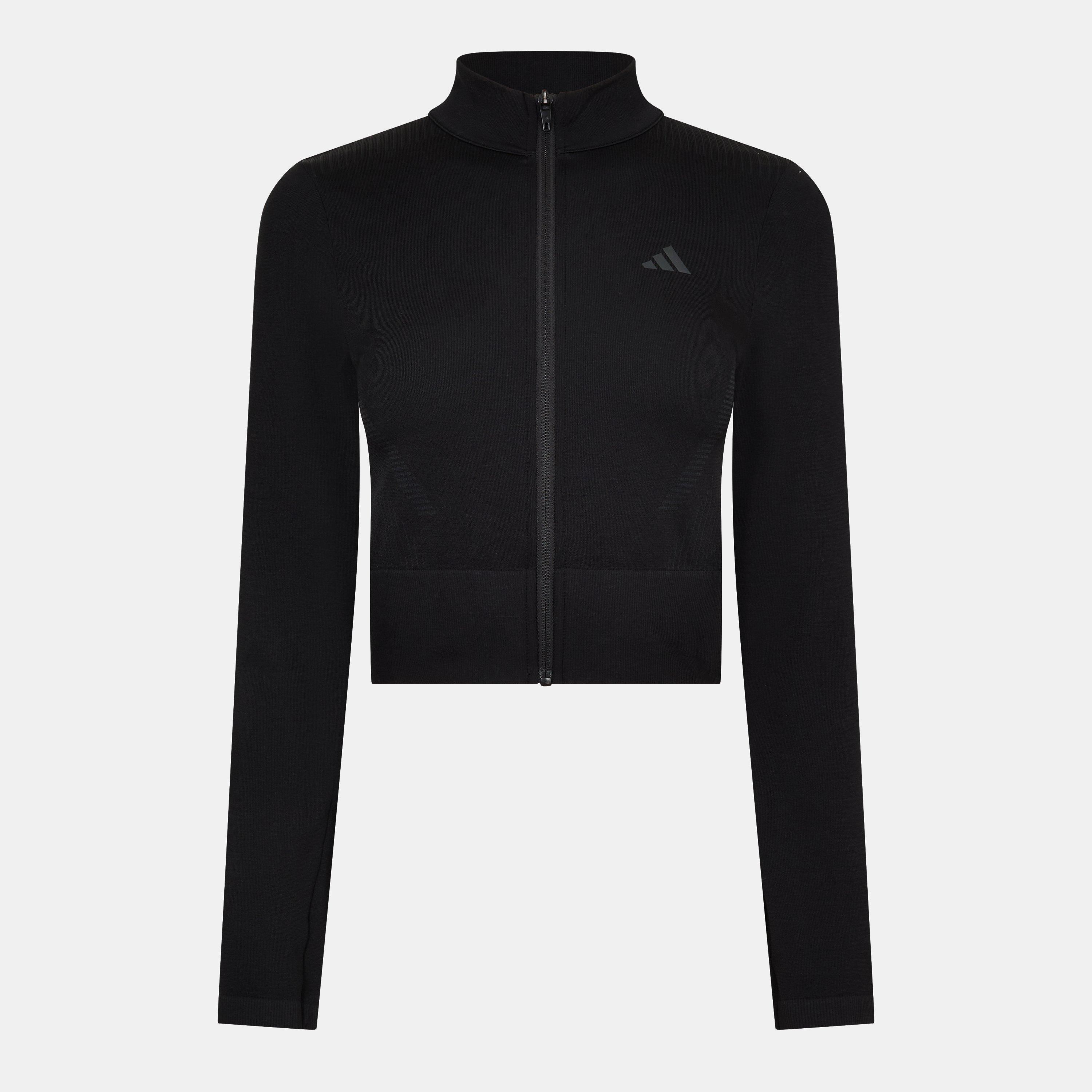 Adidas Women's Workout Essentials Climacool Full Zip Long Sleeve Performance Training Jacket - Black - XL (20-22)