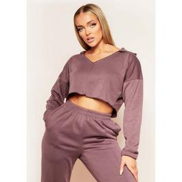 Missy Empire Neck Seam Detail Cropped Hoodie