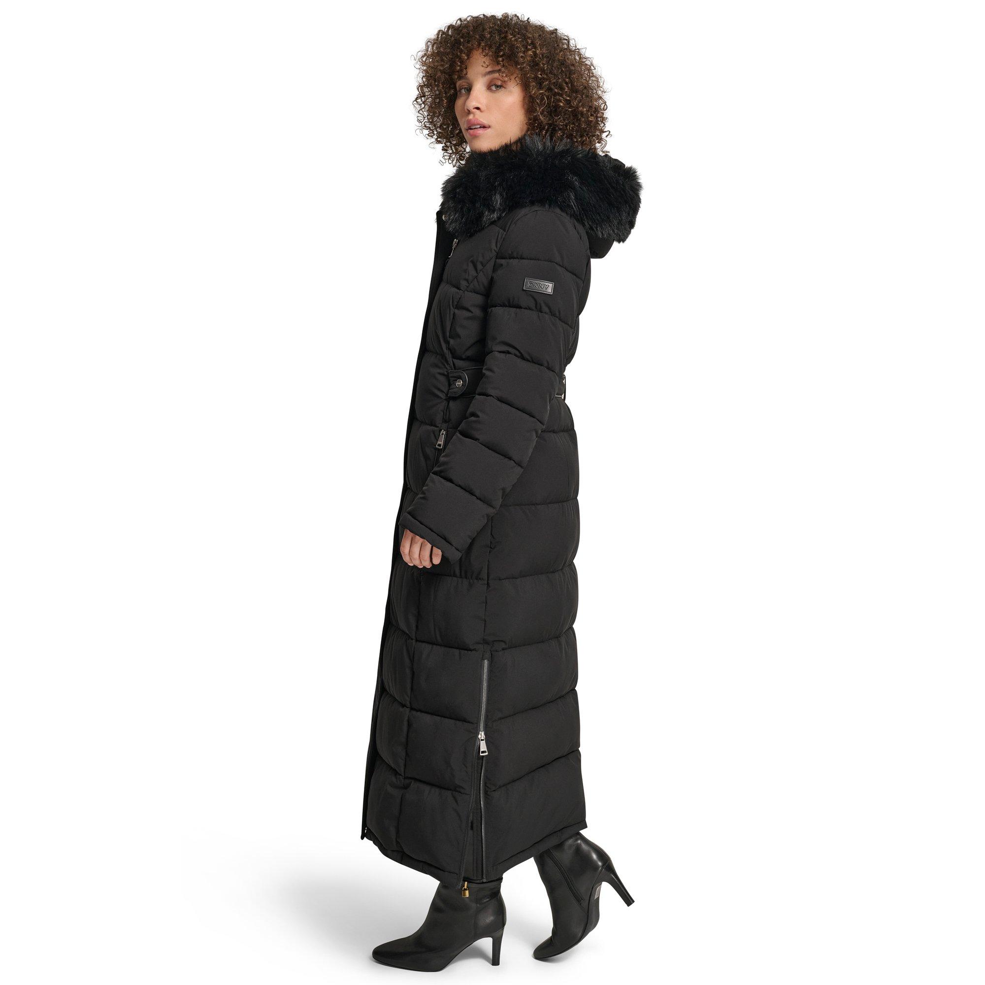 Black - DKNY - Women's  Longline Long Puffer Jacket - 3
