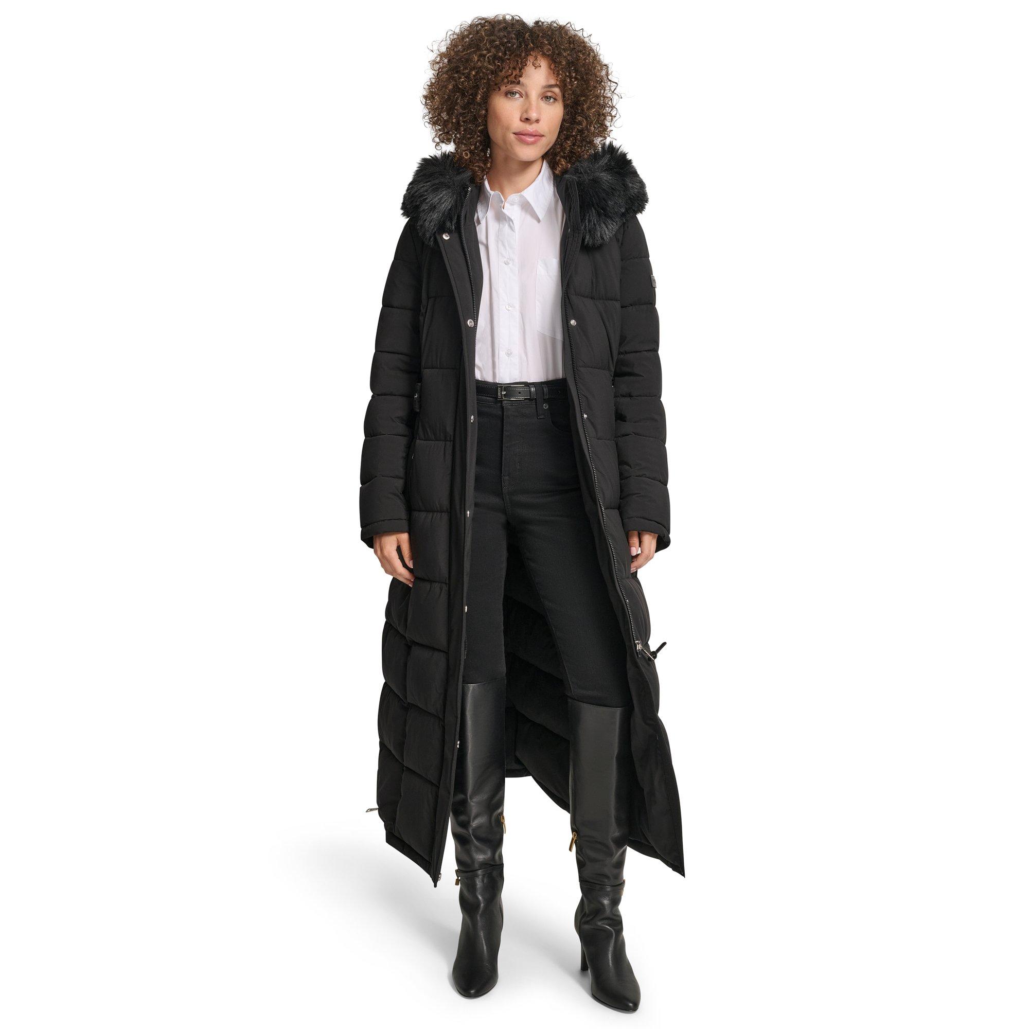 Black - DKNY - Women's  Longline Long Puffer Jacket - 6