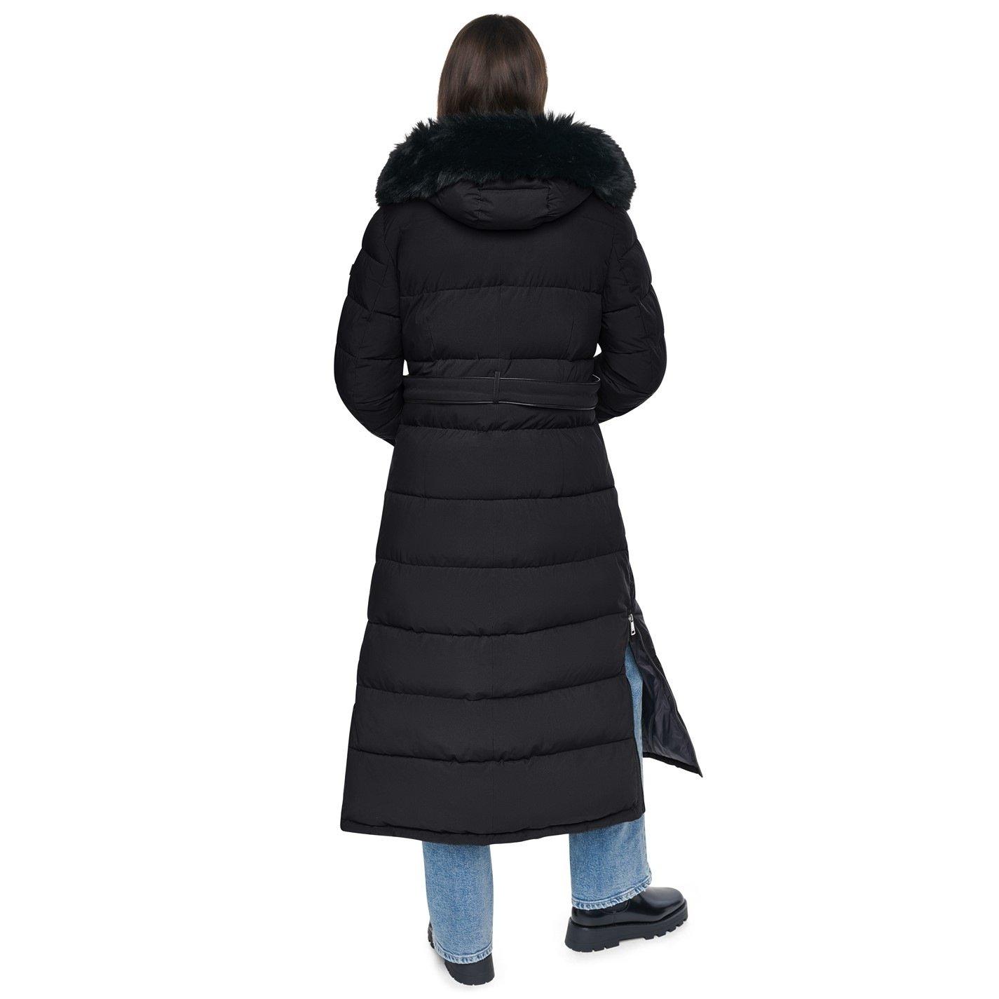 Black - DKNY - Womens Lizzie Longline Long Puffer Jacket - 2
