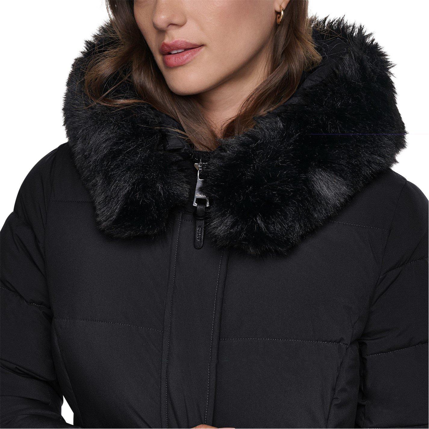 Black - DKNY - Womens Lizzie Longline Long Puffer Jacket - 3