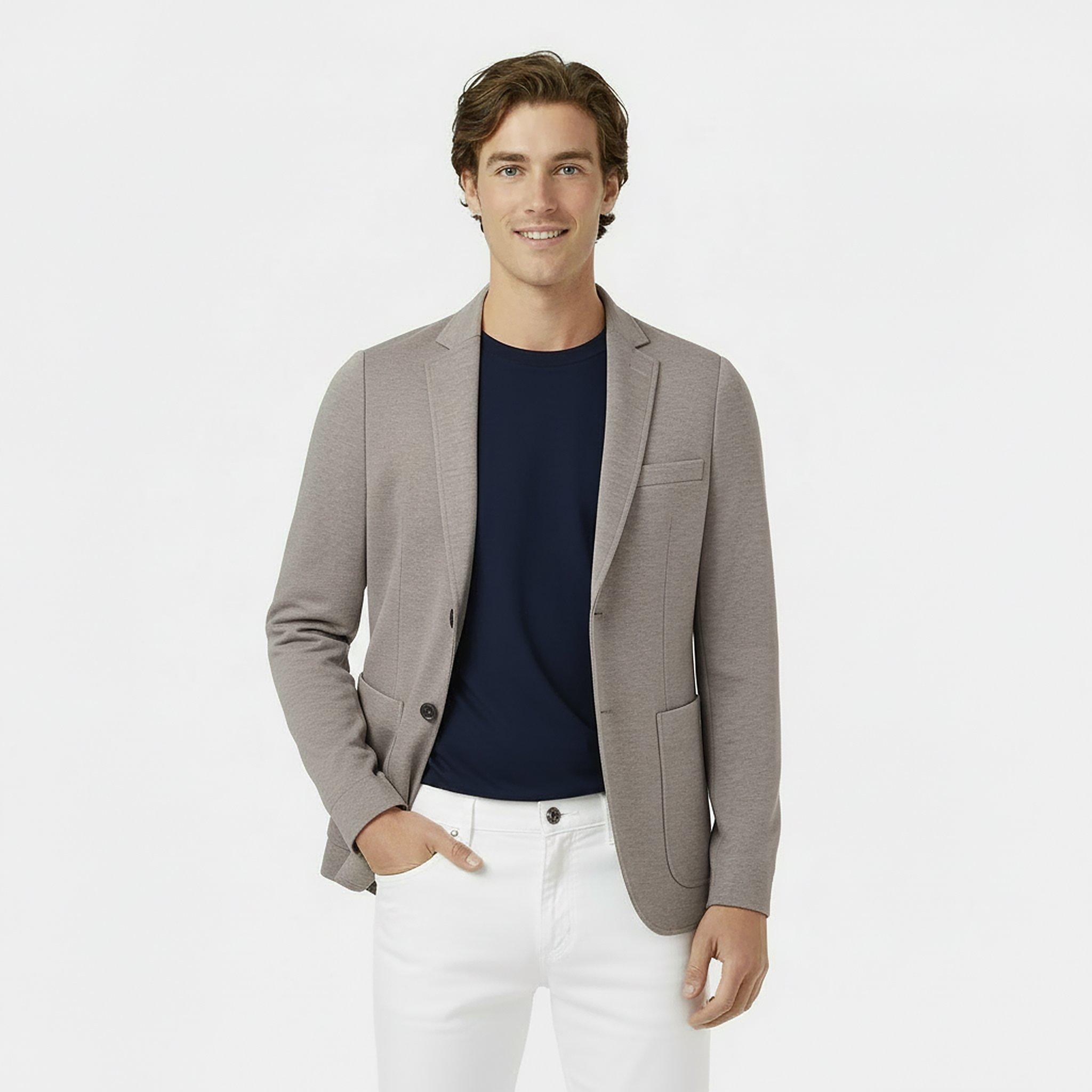 Grey - Jack Wills - Men's  Jersey Long Sleeve Blazer - 3