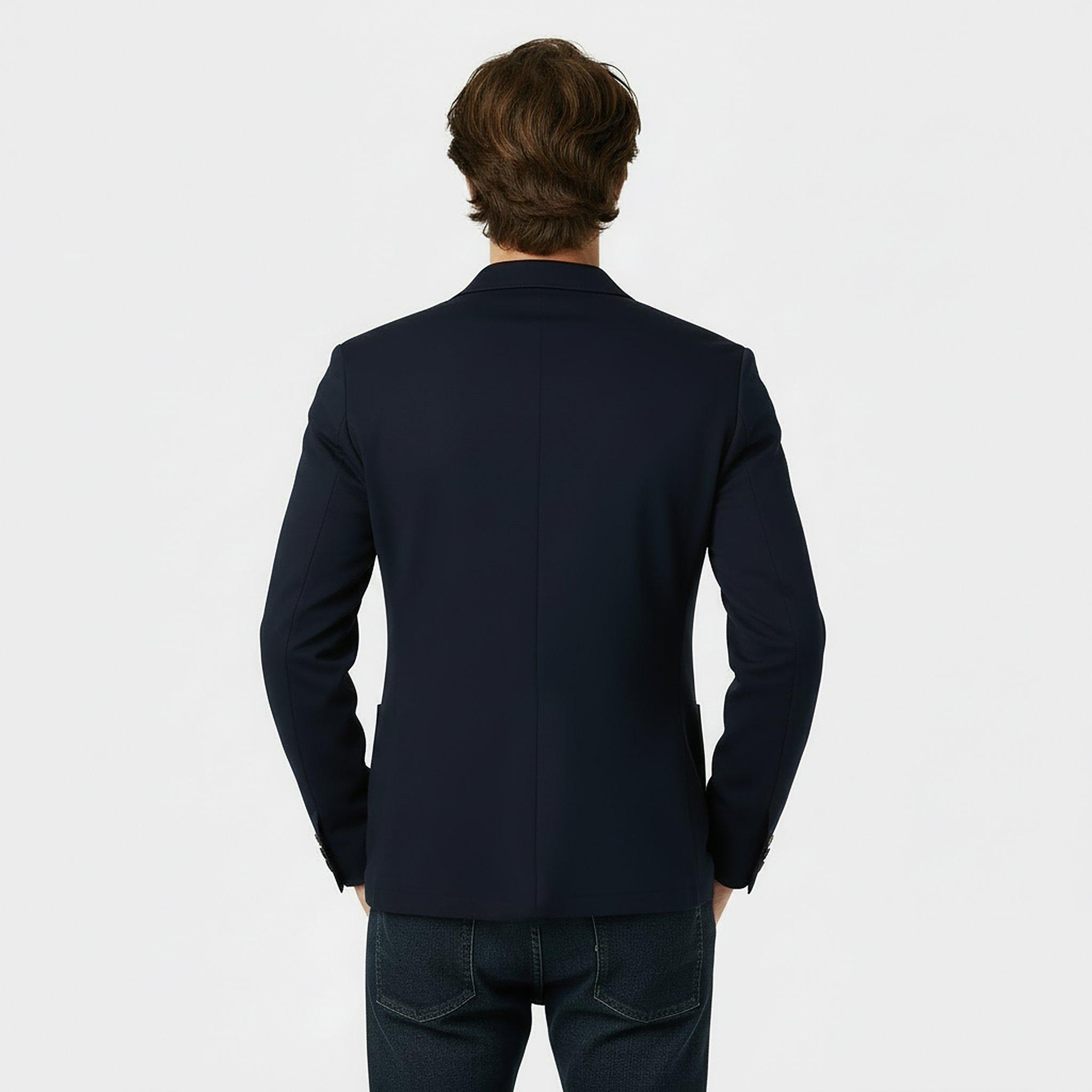 Navy - Jack Wills - Men's  Jersey Long Sleeve Blazer - 4