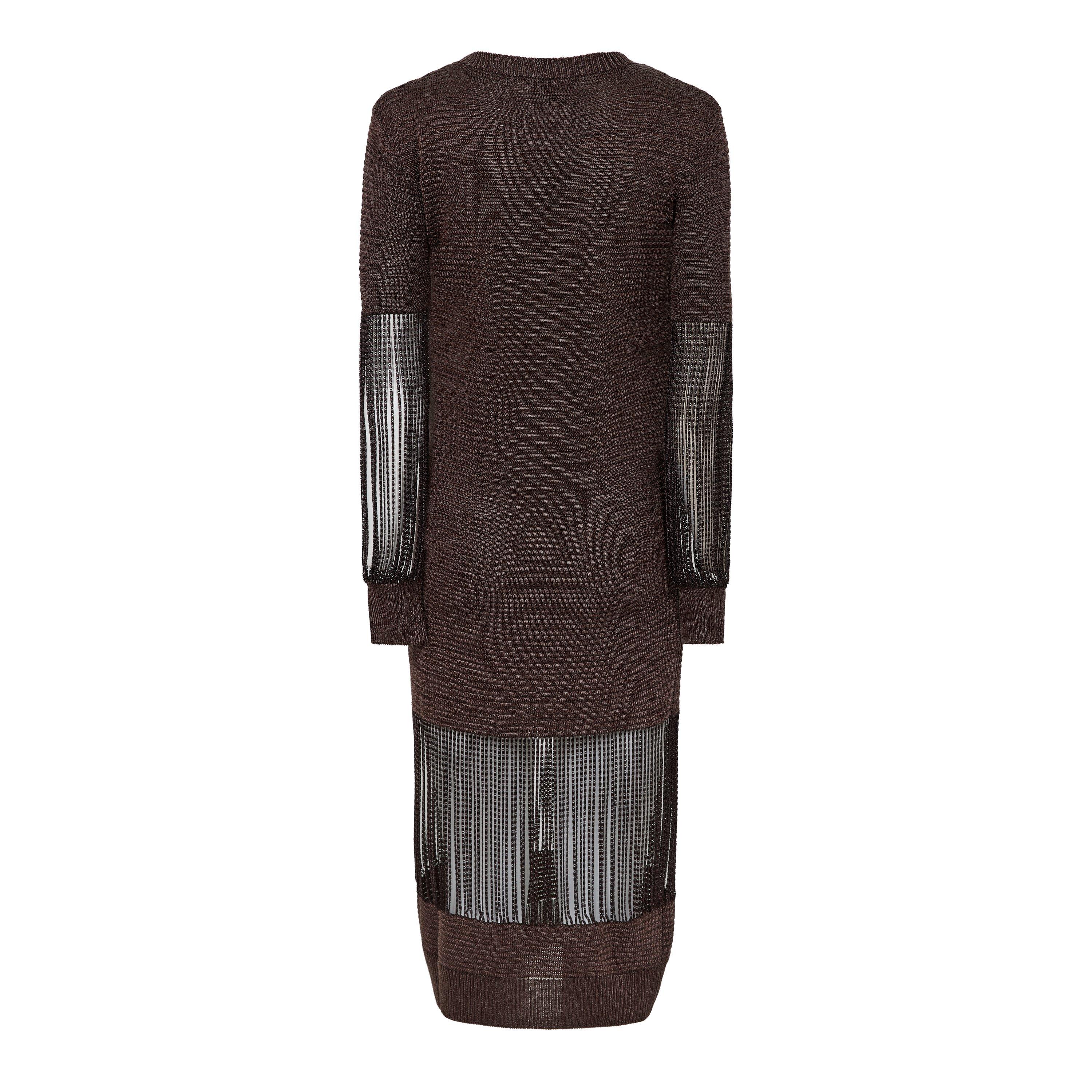 Chestnut - Bottega Veneta - Women's Fitted Knitted Jumper Dress - 2