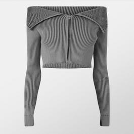 Missy Empire Knit Folded Zip Through Top