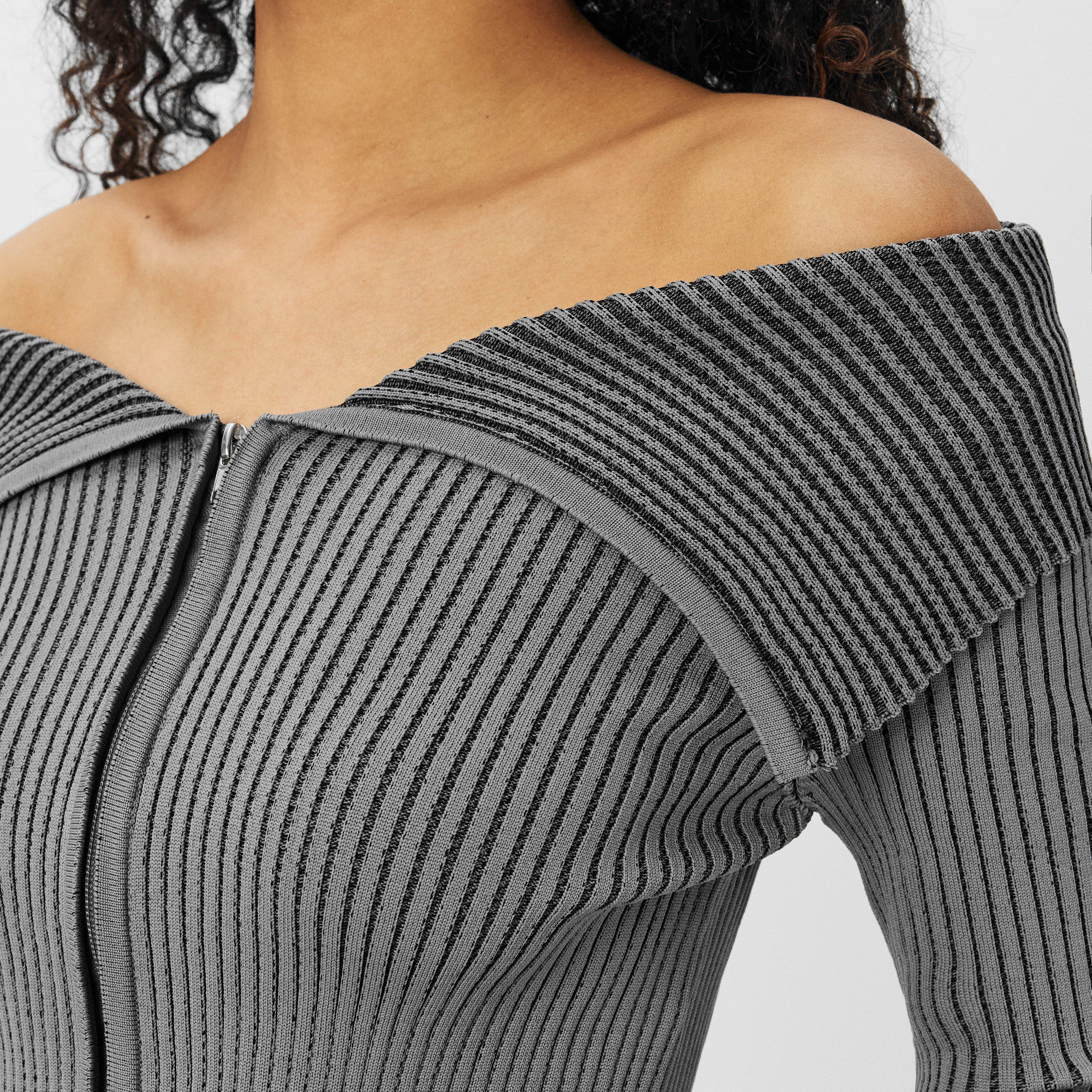 Grå - Missy Empire - Folded Zip Through Top - 5