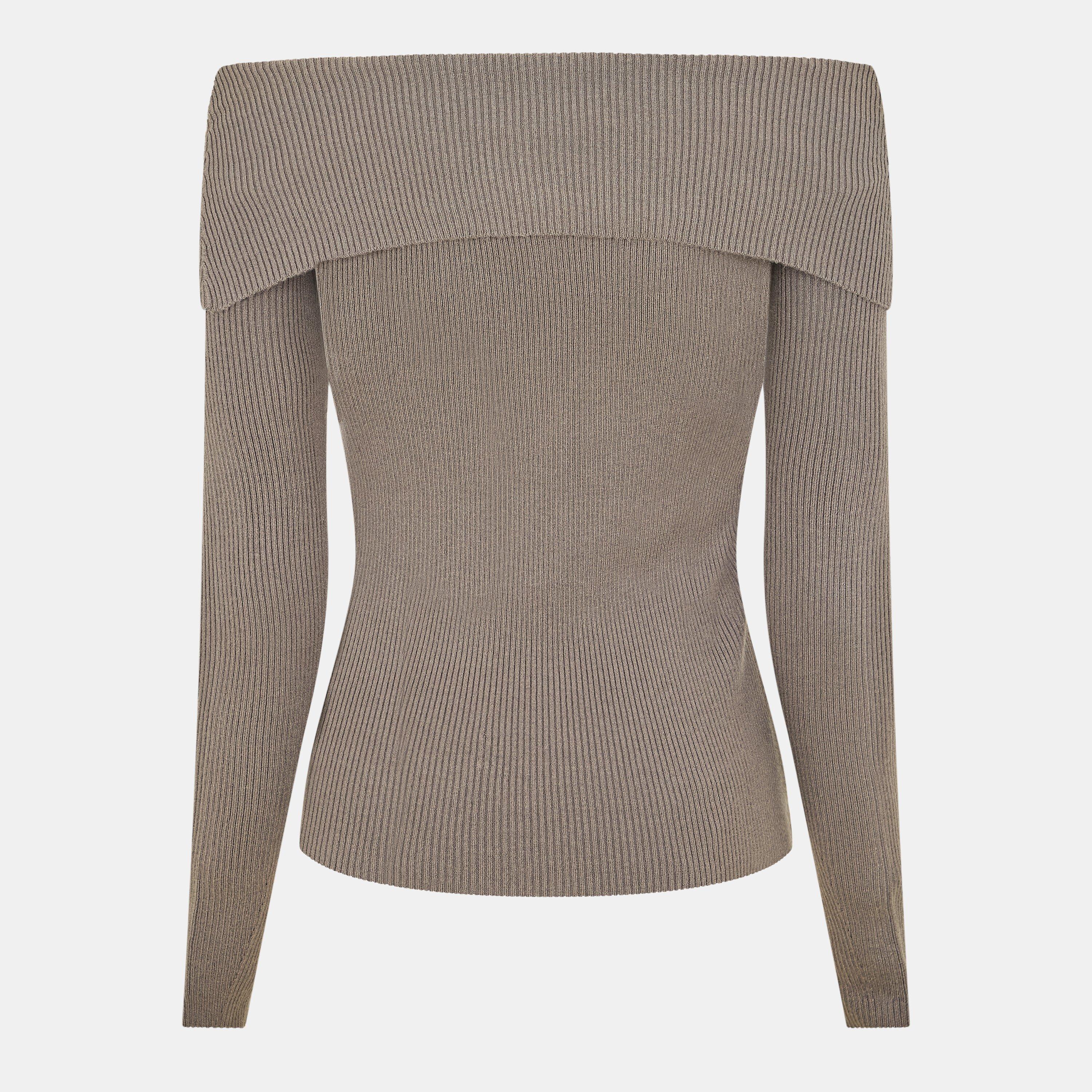 Houtskoolgrijs - Noisy May - Knitted Off Shoulder Top - 2