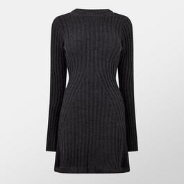 Missy Empire Rib Knit Flare Mini Dress Womens