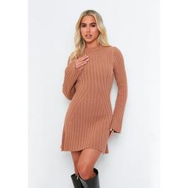 Missy Empire ME Rib Knit Flare Mini Dress Womens