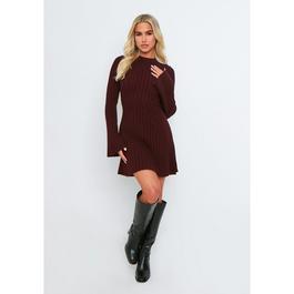 Missy Empire ME Rib Knit Flare Mini Dress Womens