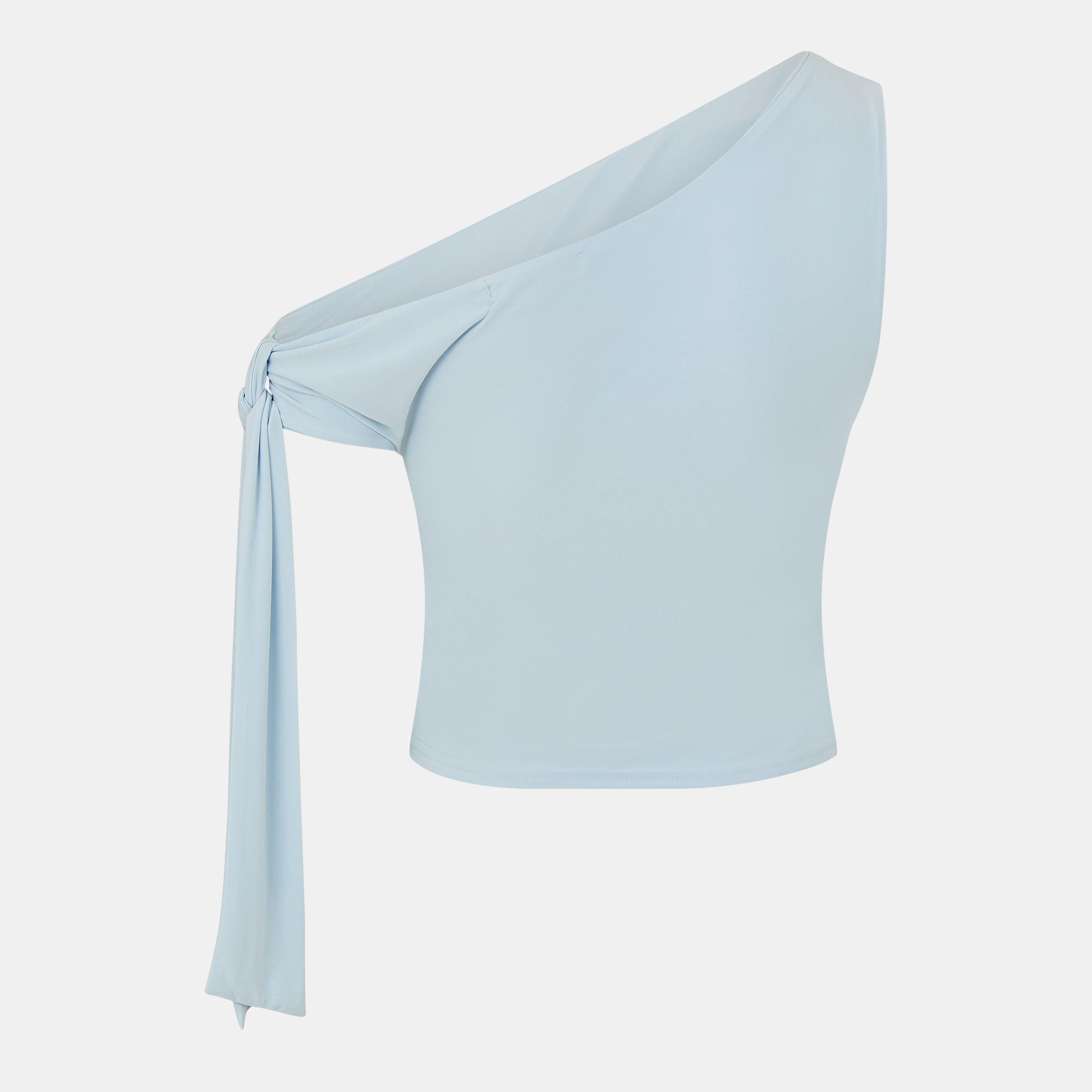 Blue - Missy Empire - Tie Shoulder Top Womens - 2