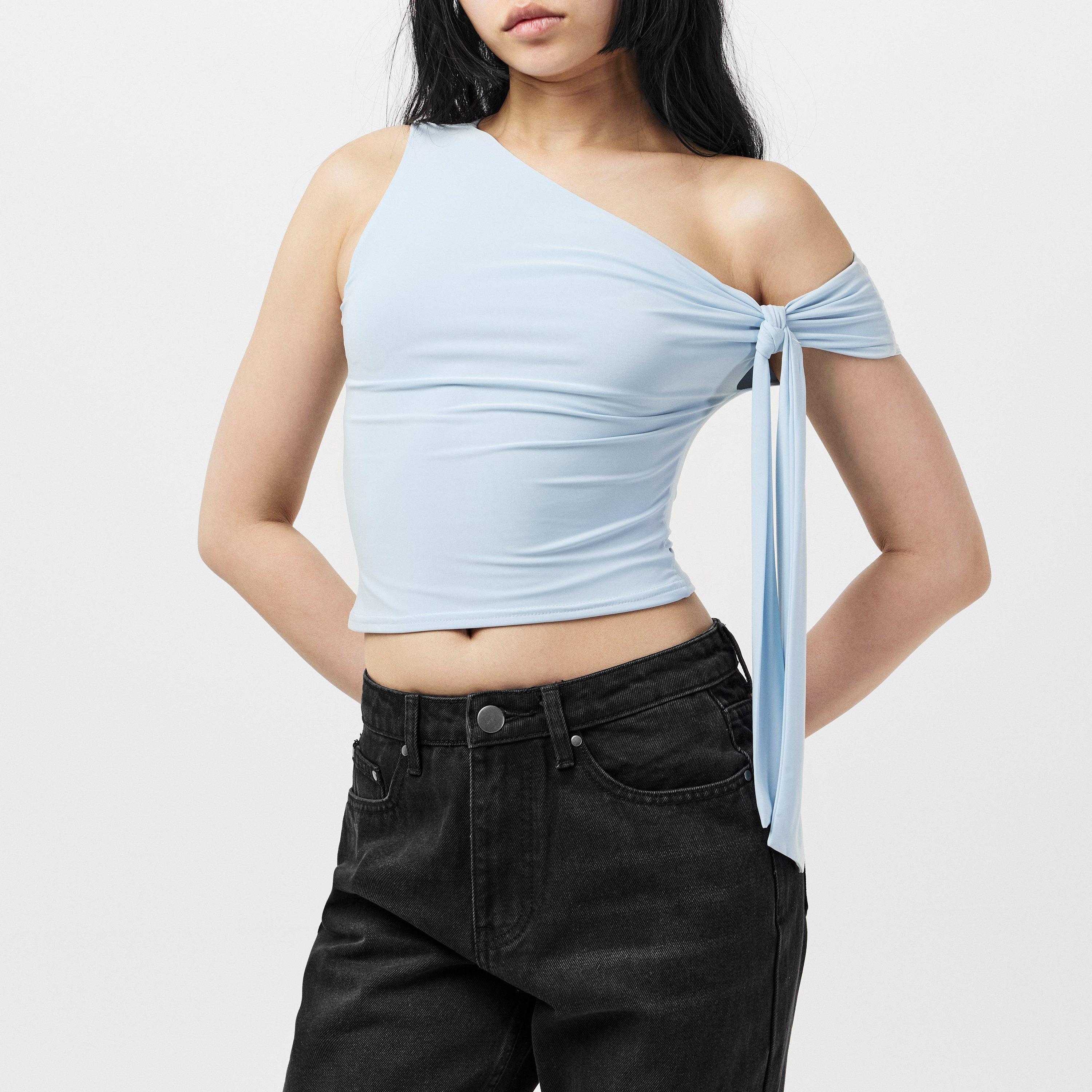 Blue - Missy Empire - Tie Shoulder Top Womens - 3