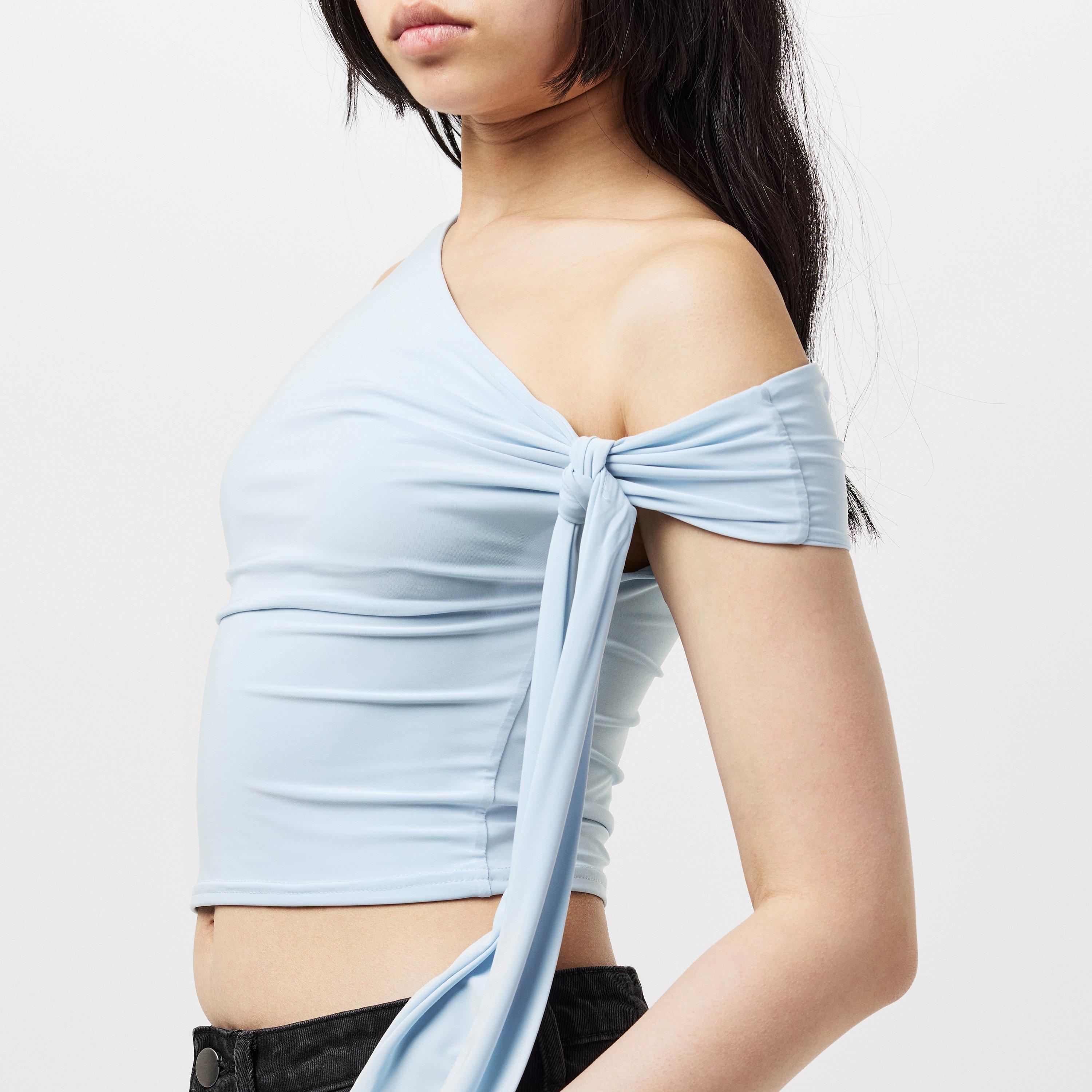 Blue - Missy Empire - Tie Shoulder Top Womens - 5
