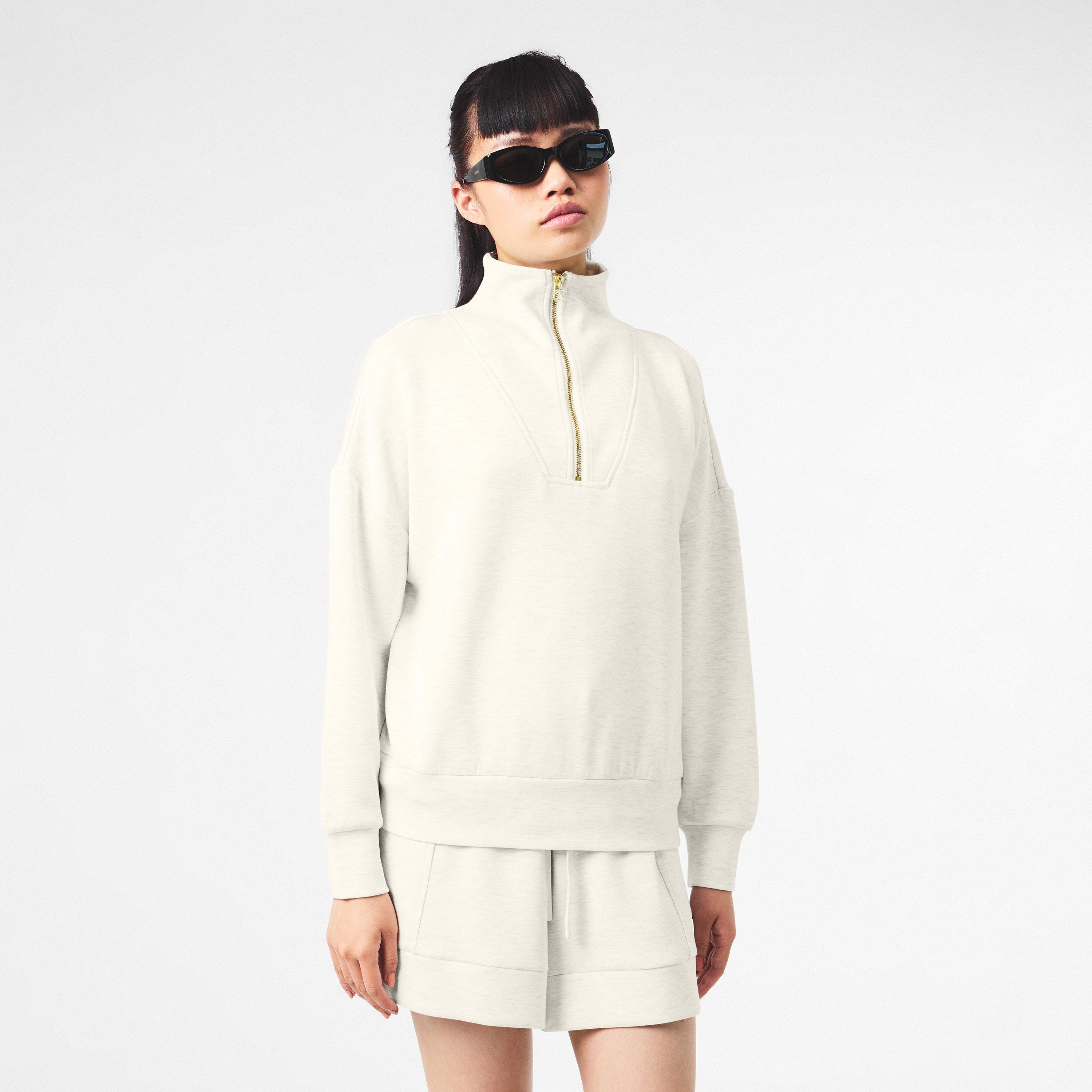 Ivory Marl - Varley - Hawley Half Zip Sweatshirt - 3