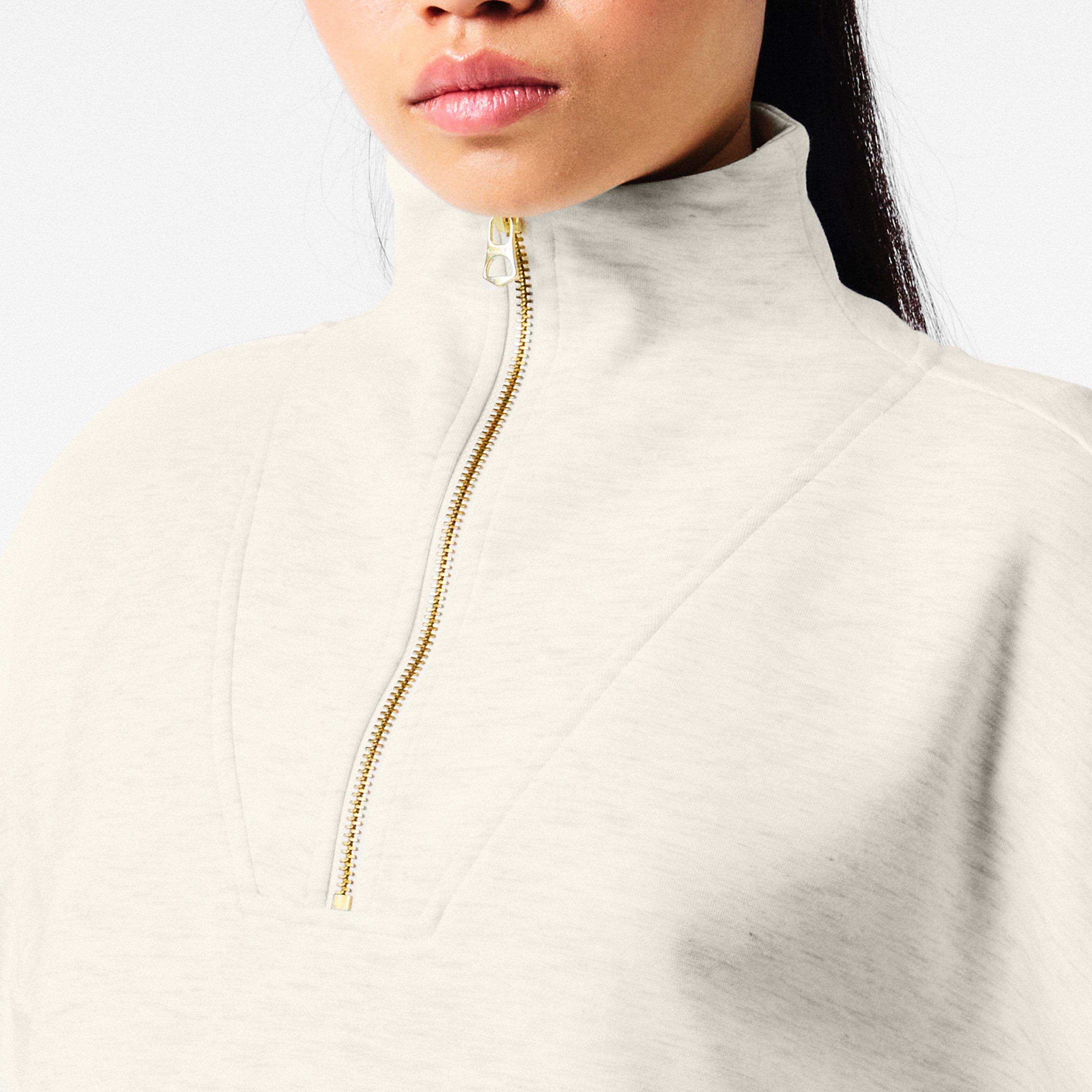 Ivory Marl - Varley - Hawley Half Zip Sweatshirt - 5