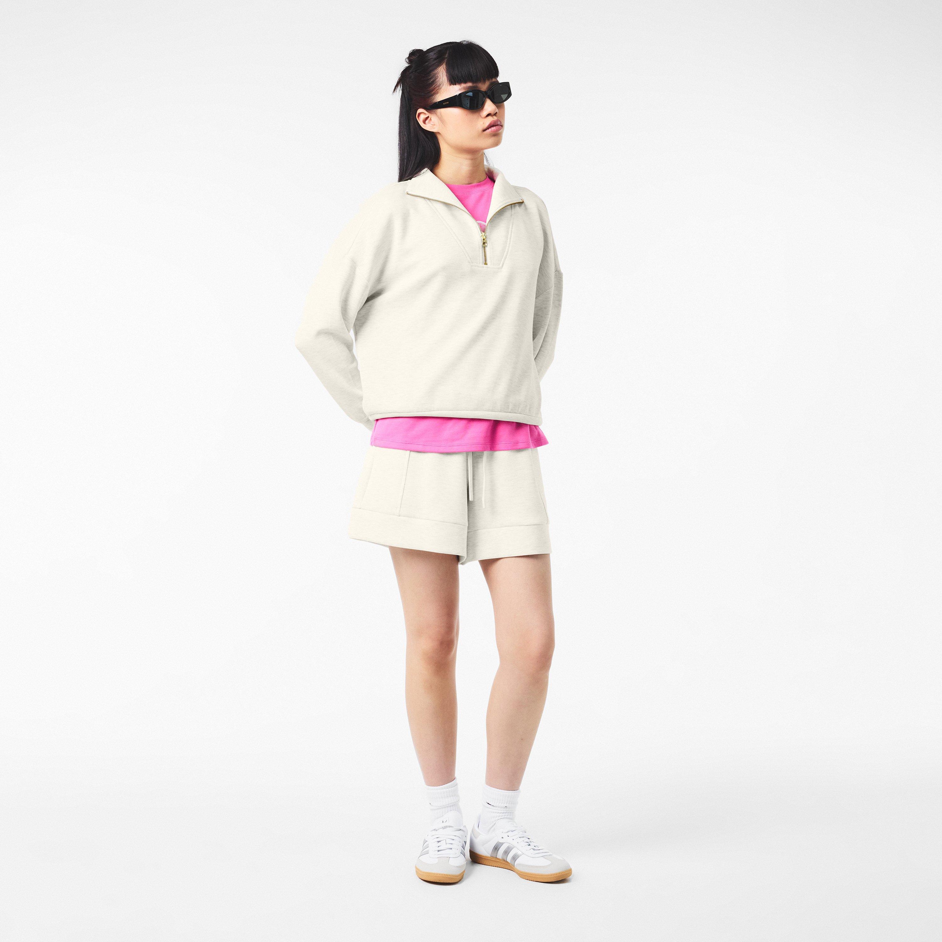 Ivory Marl - Varley - Hawley Half Zip Sweatshirt - 6