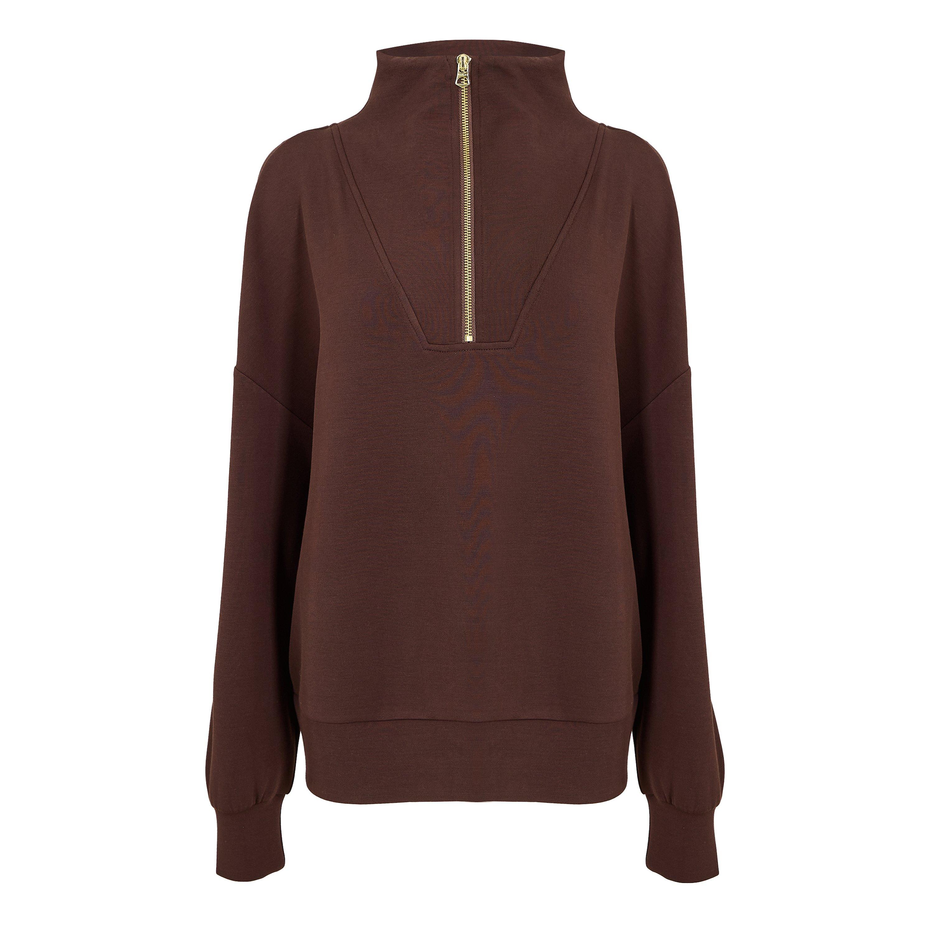 Varley Hawley Half Zip Sweatshirt - coffee bean - Size 14 (L)