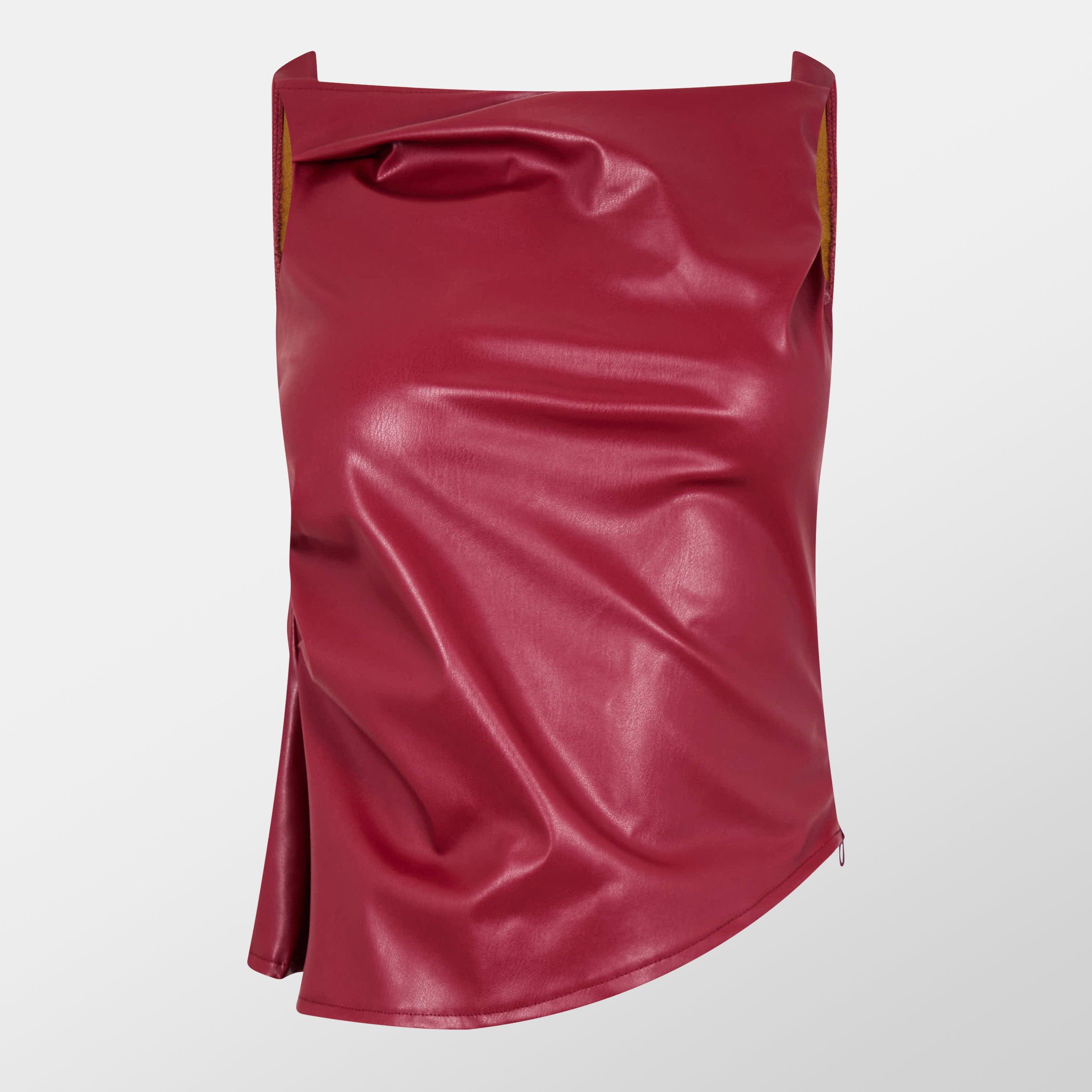 Rojo - Missy Empire - Faux Leather Twisted One Shoulder Top - 1