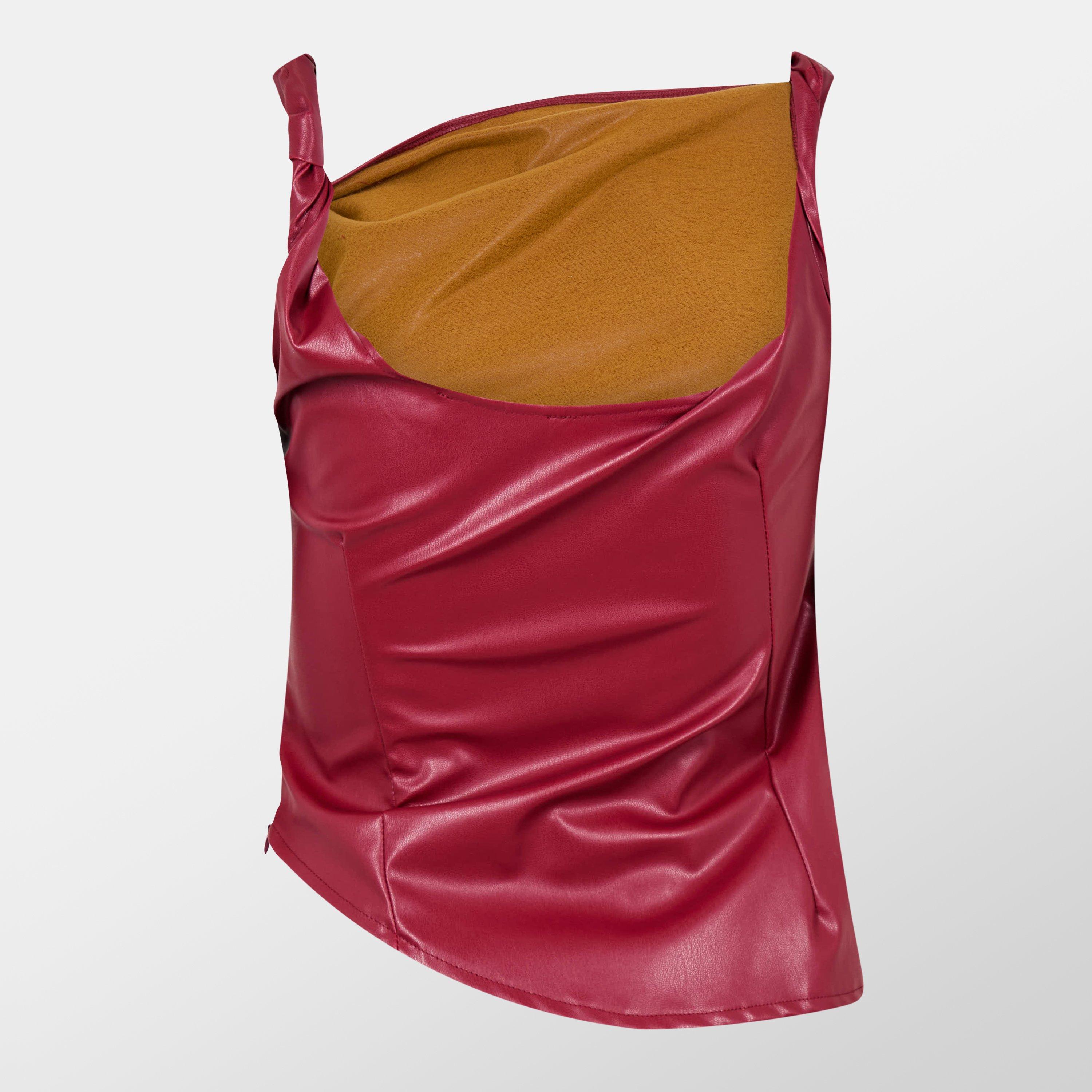 Rouge - Missy Empire - Leather Twisted One Shoulder Top - 2