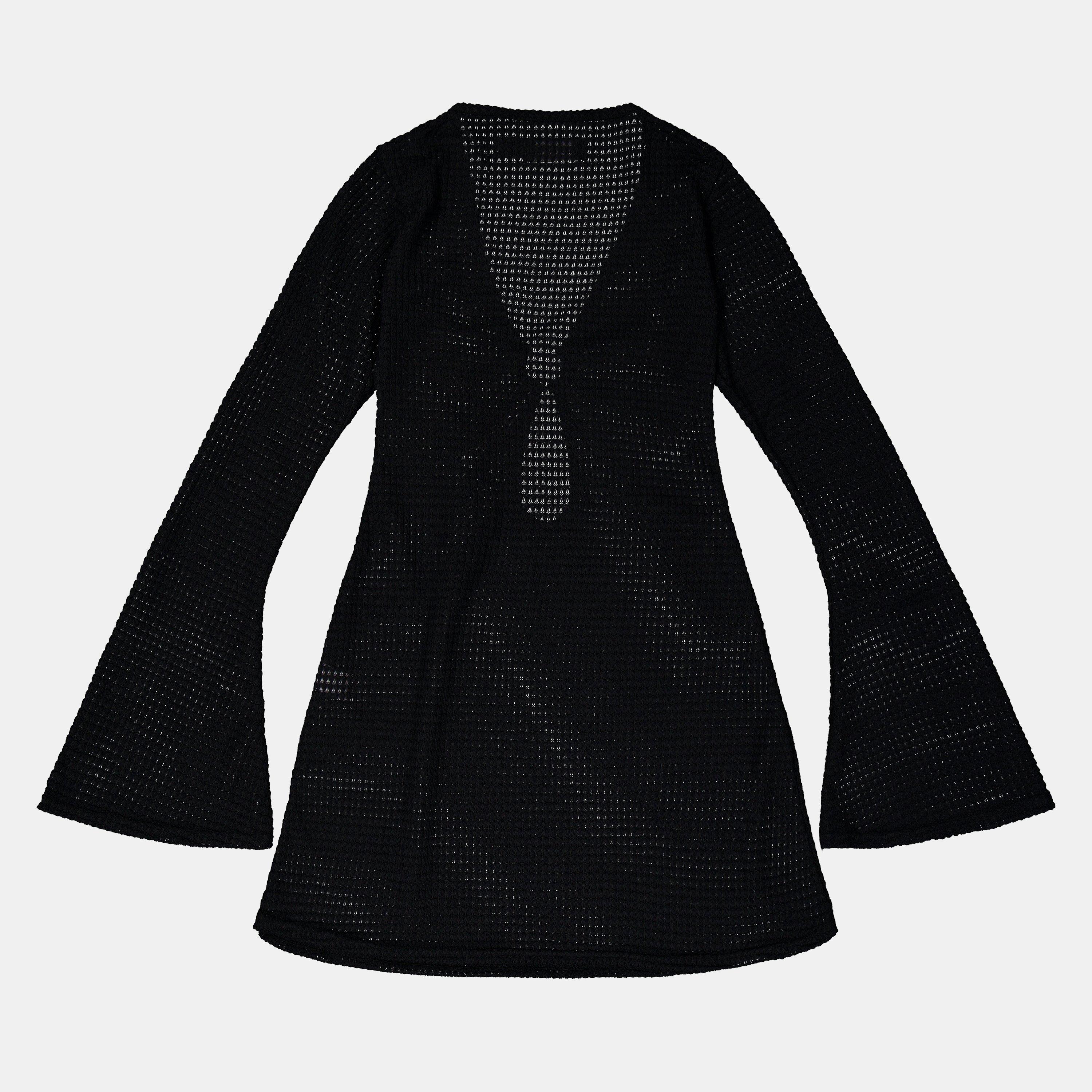 Schwarz - Missy Empire - Fluted Sleeve Knit Dress Womens - 2