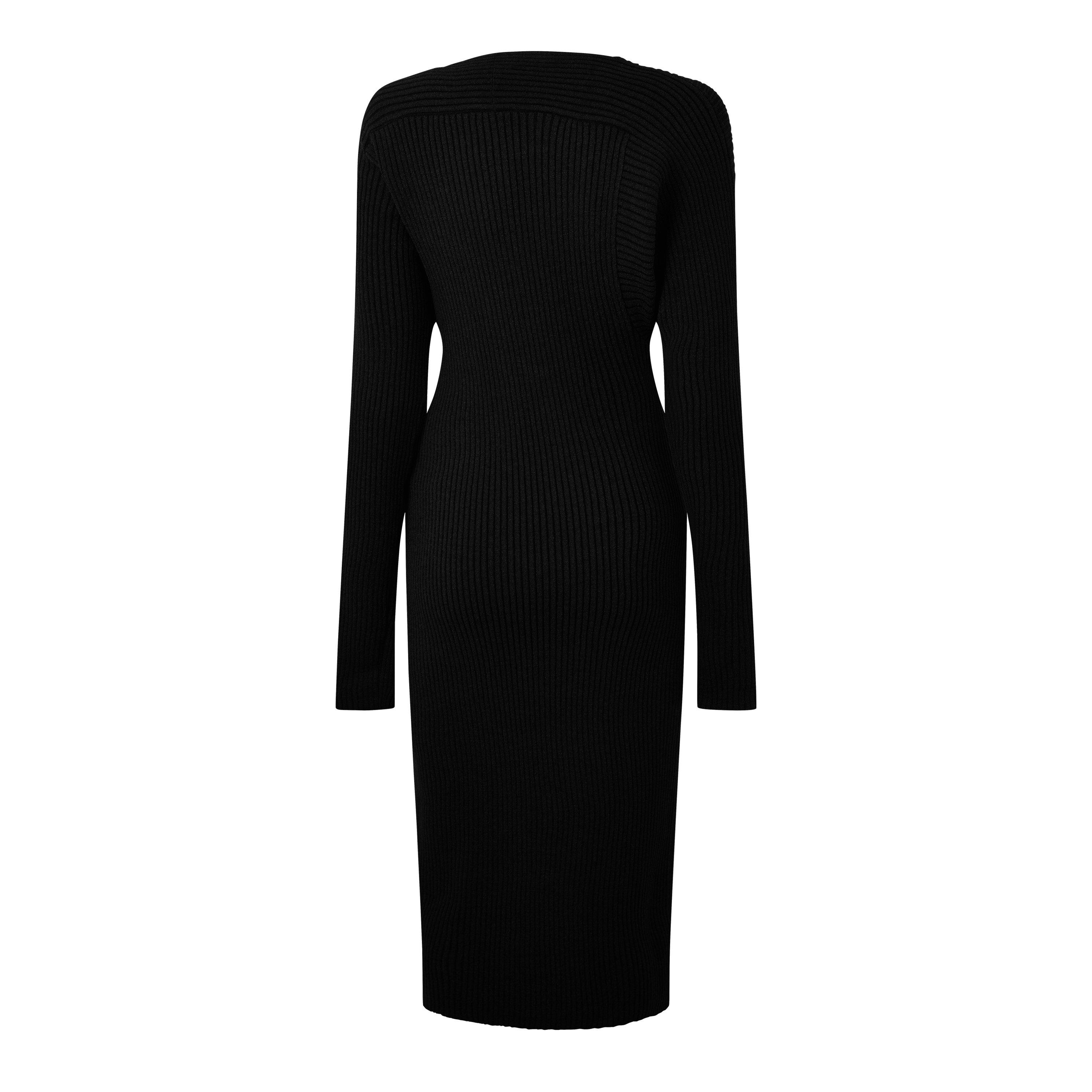 Nero - Bottega Veneta - Women's Knitted Jumper Dress - 2