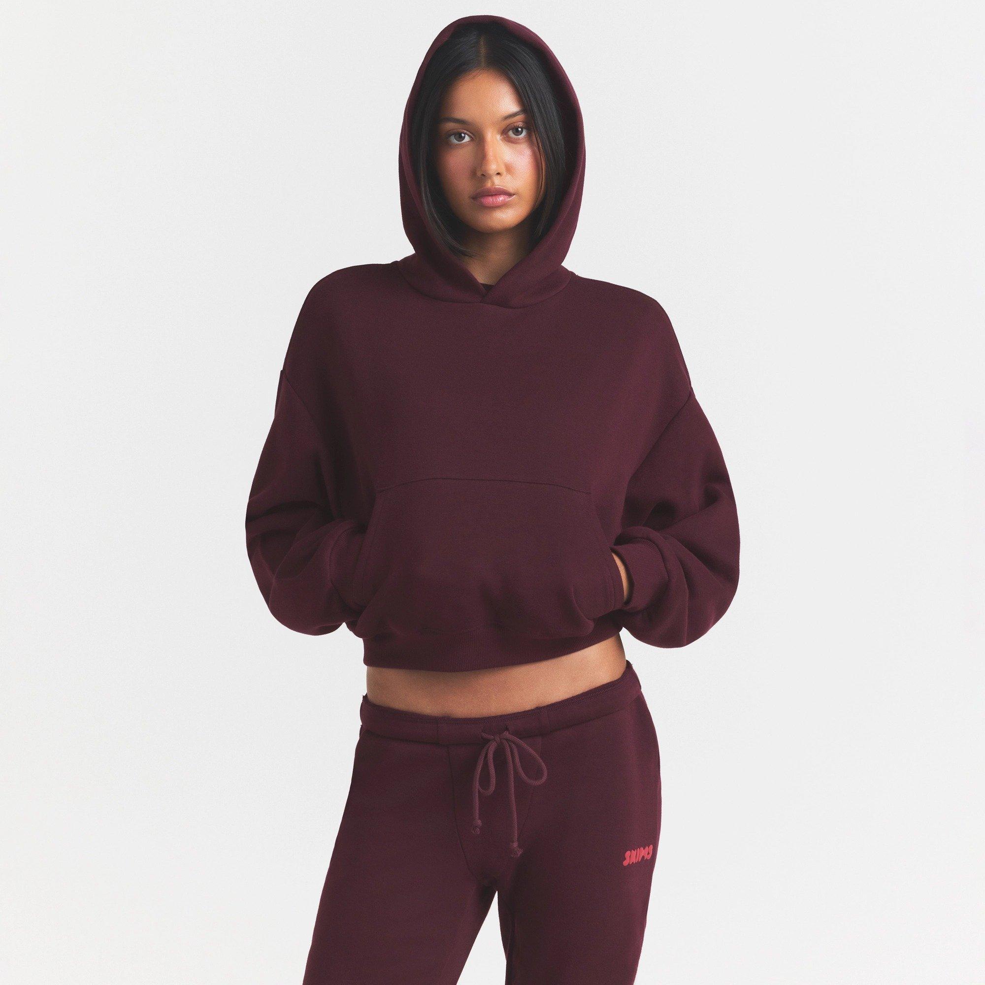 Currant - SKIMS - Women's Cropped Cotton Over the Head Hoodie - 2