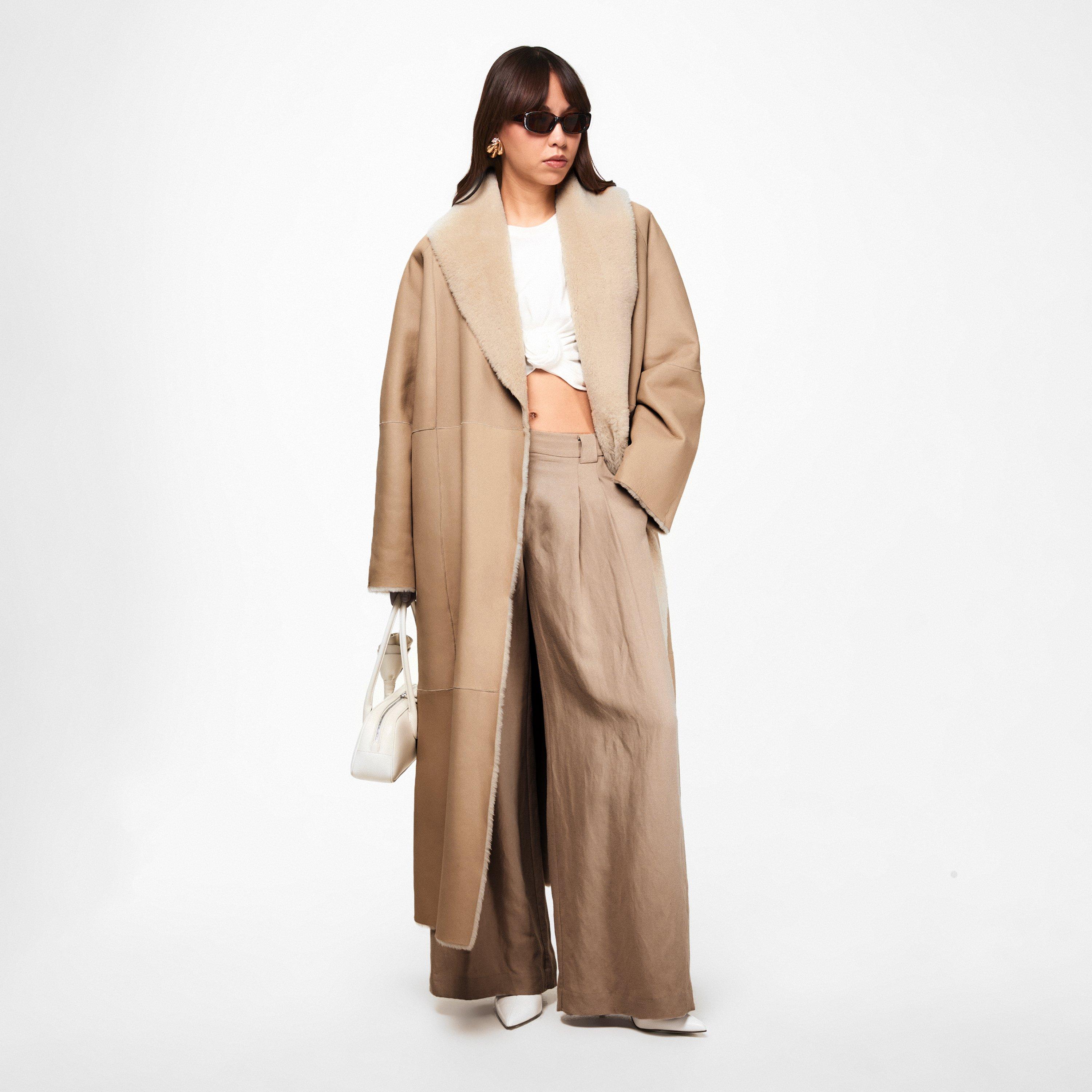 Cream - Magda Butrym - Women's Leth Overcoat - 6
