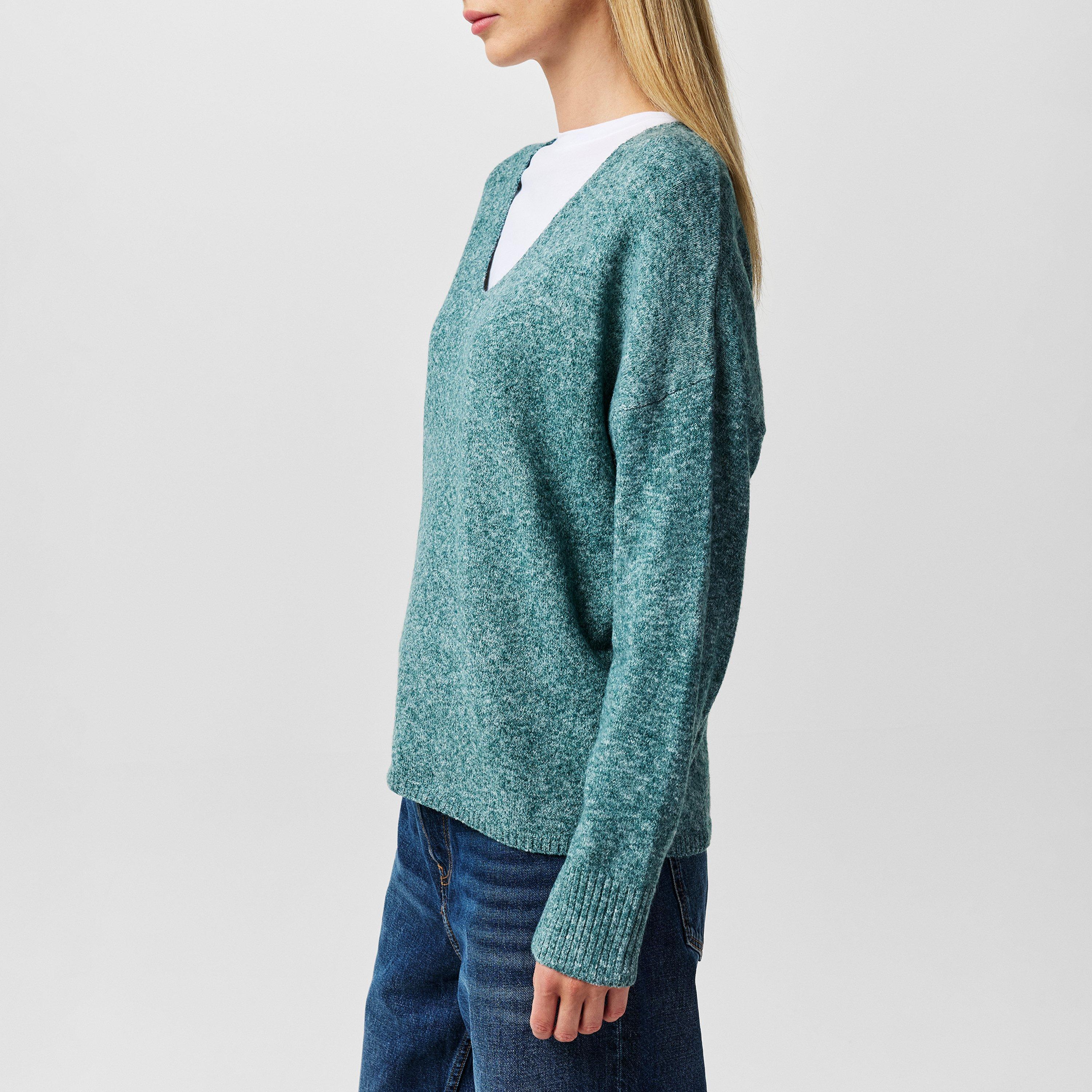 Mousse de mer - Only - Women's Rica Long-Sleeve V-Neck Knitted Top - 2