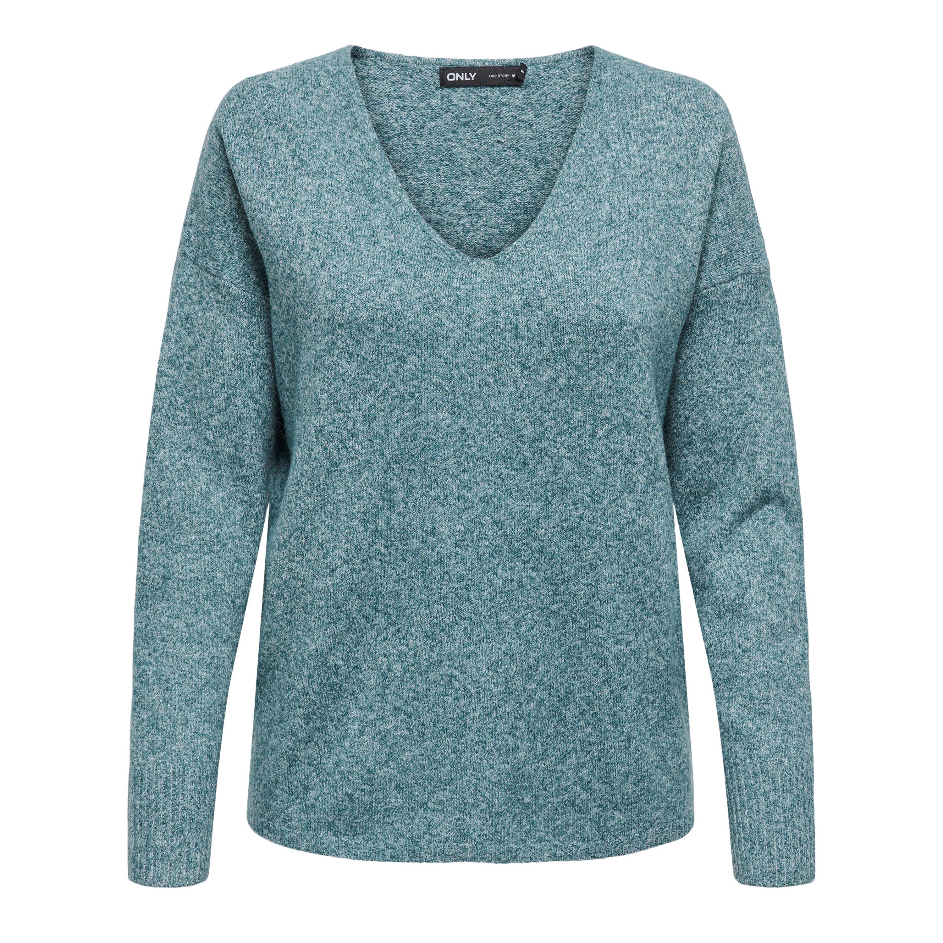 Mousse de mer - Only - Women's Rica Long-Sleeve V-Neck Knitted Top - 8