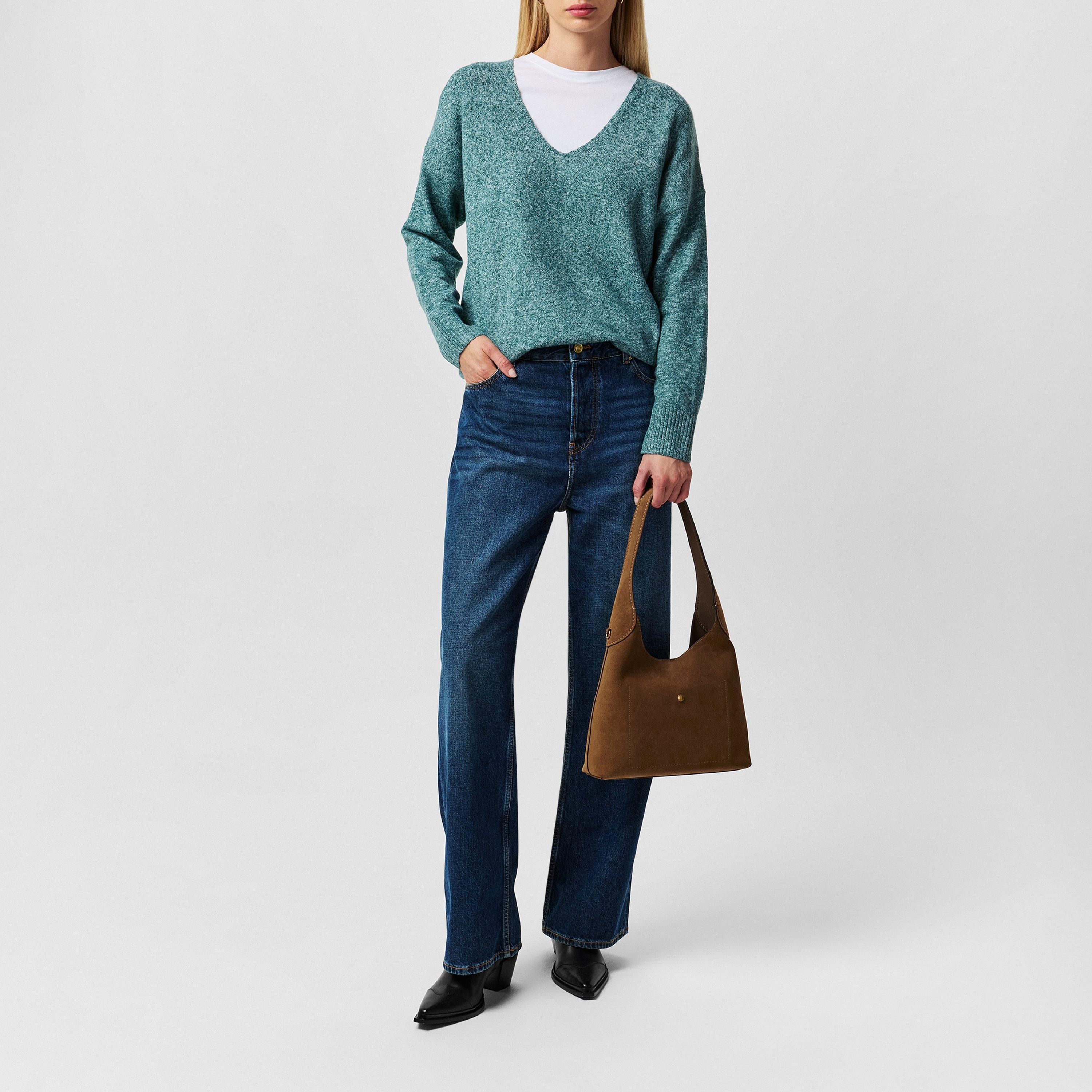 Mousse de mer - Only - Women's Rica Long-Sleeve V-Neck Knitted Top - 4