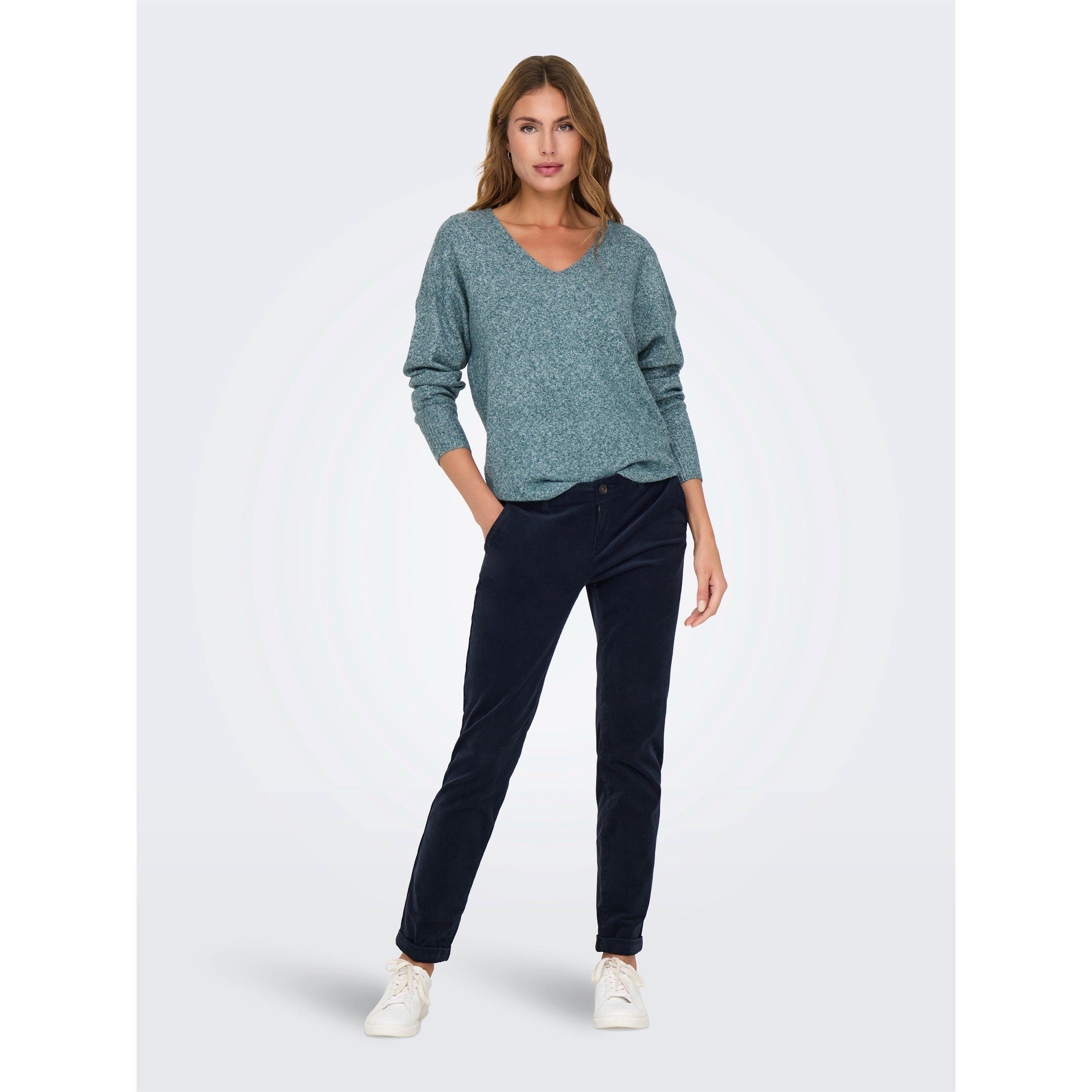 Mousse de mer - Only - Women's Rica Long-Sleeve V-Neck Knitted Top - 6
