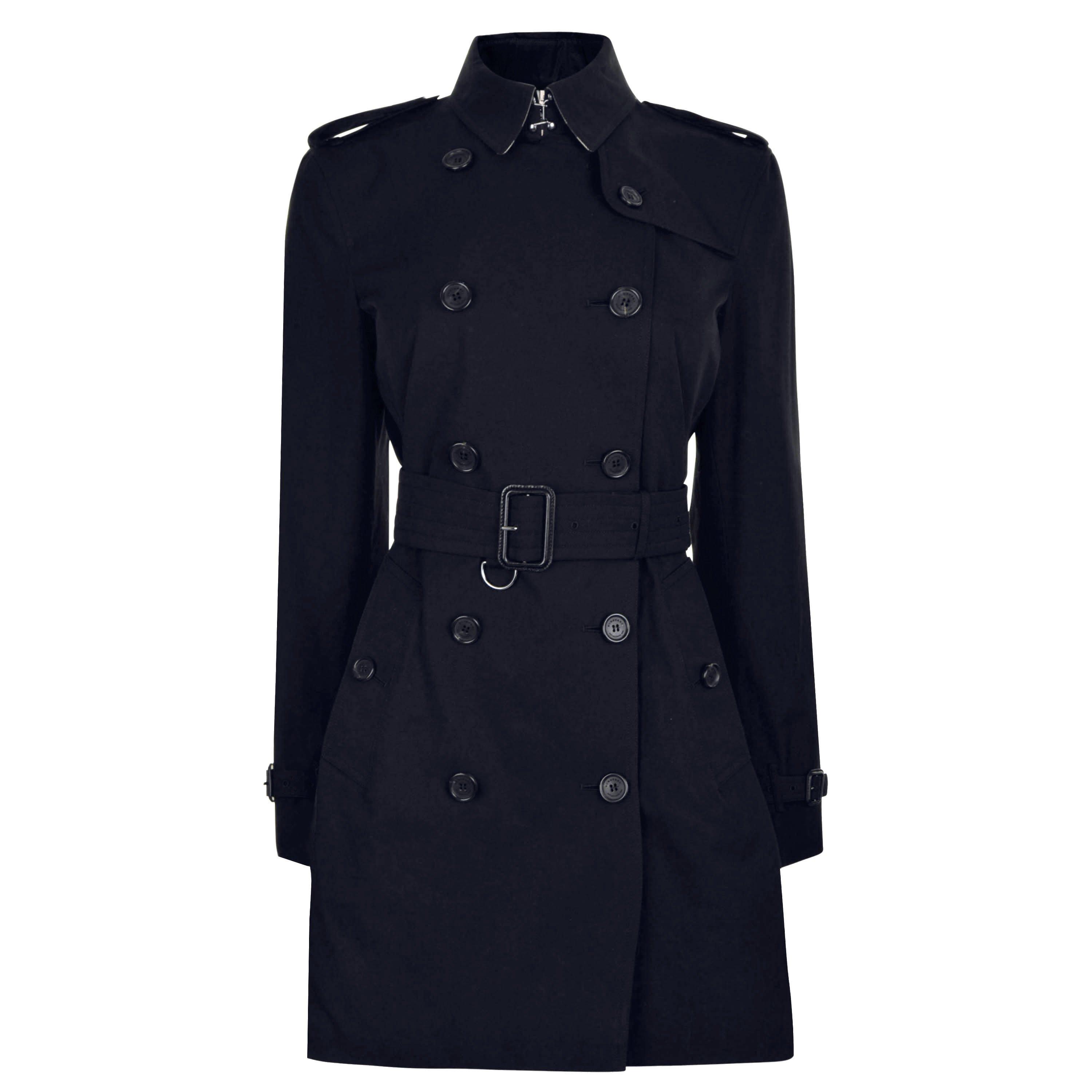 Midnight A1177 - Burberry - Women's Kensington Water-Resistant Cotton Mid-Length Trench Coat - 1