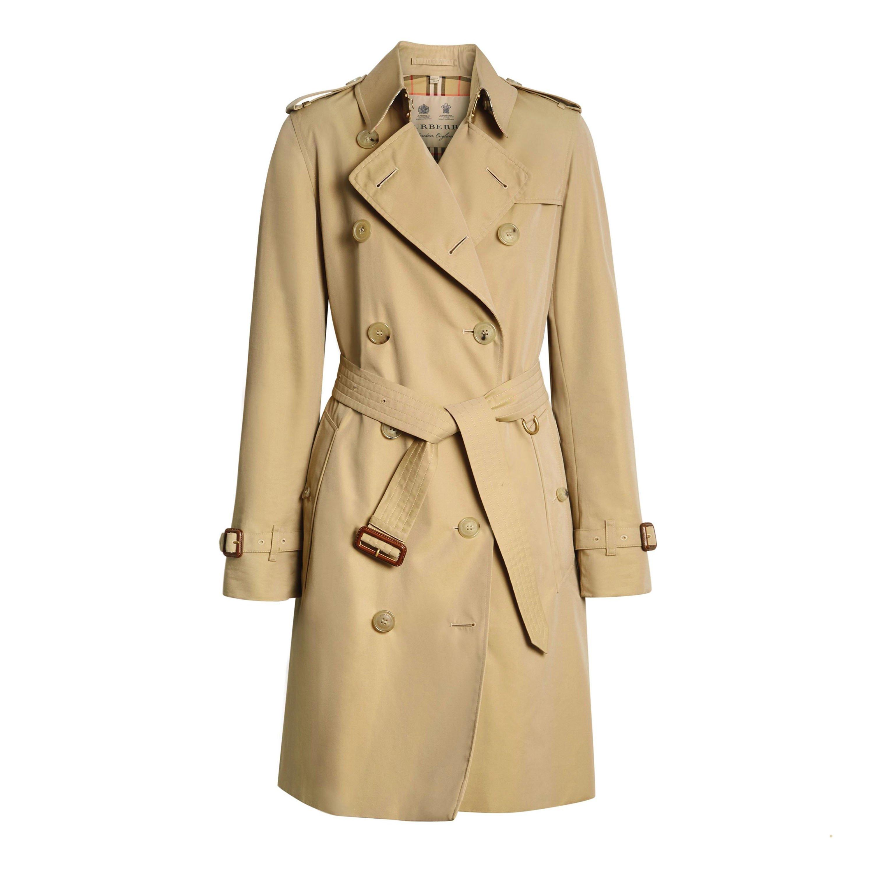 Honey - Burberry - Women's Kensington Water-Resistant Cotton Mid-Length Trench Coat - 7