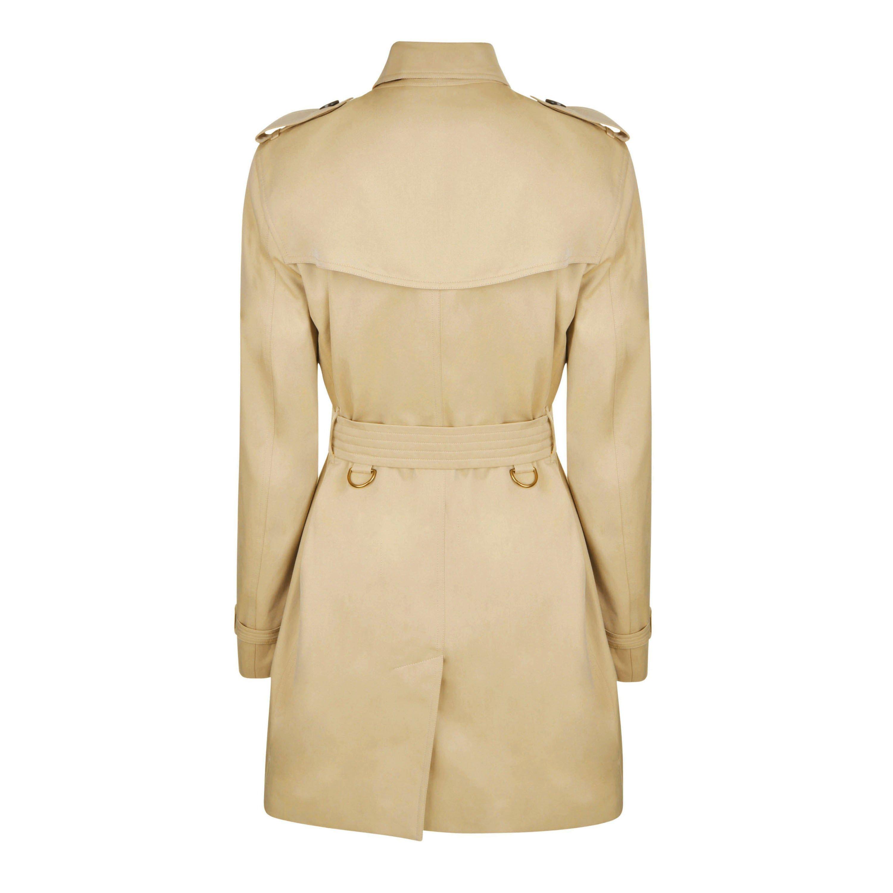 Honey - Burberry - Women's Kensington Water-Resistant Cotton Mid-Length Trench Coat - 8