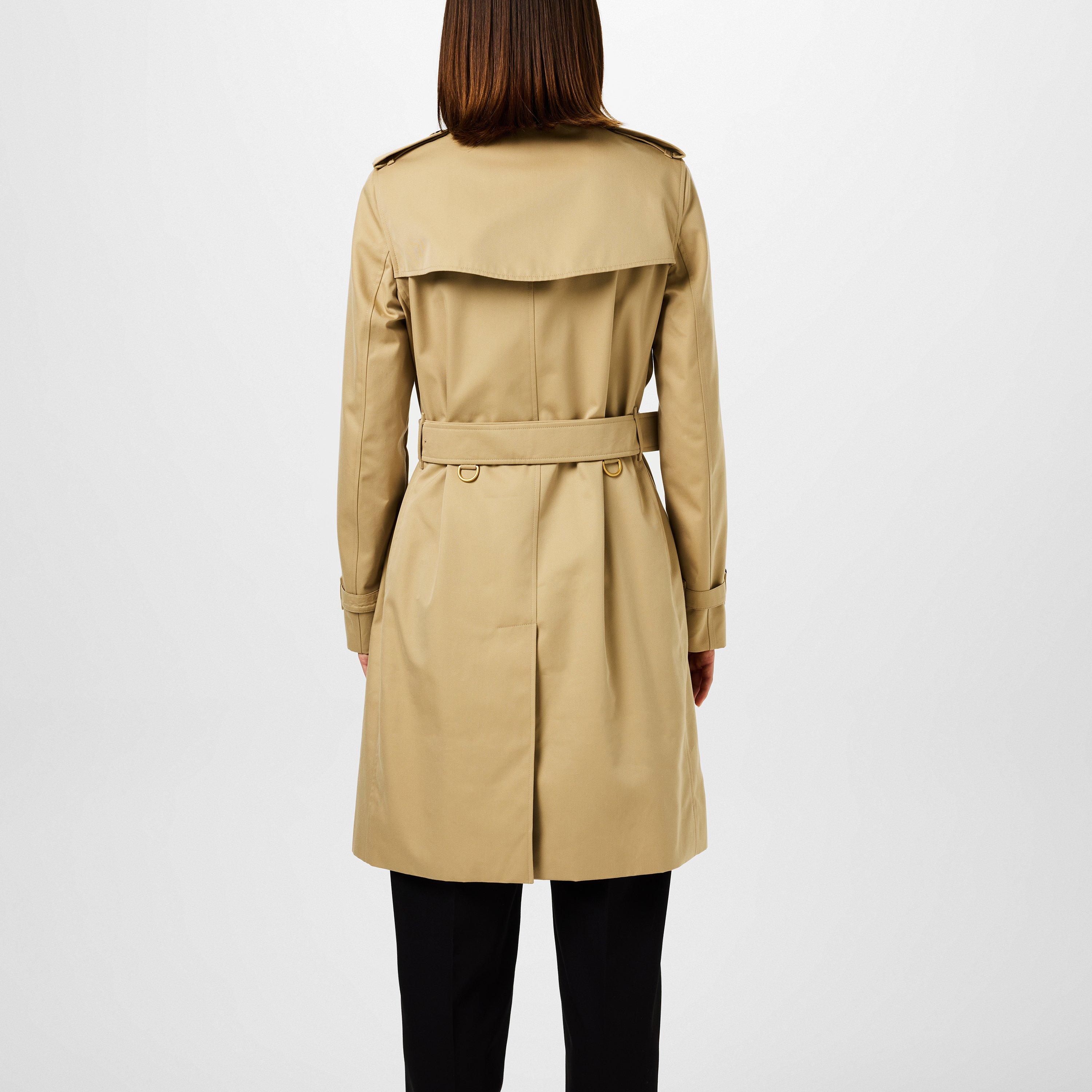 Honey - Burberry - Women's Kensington Water-Resistant Cotton Mid-Length Trench Coat - 4