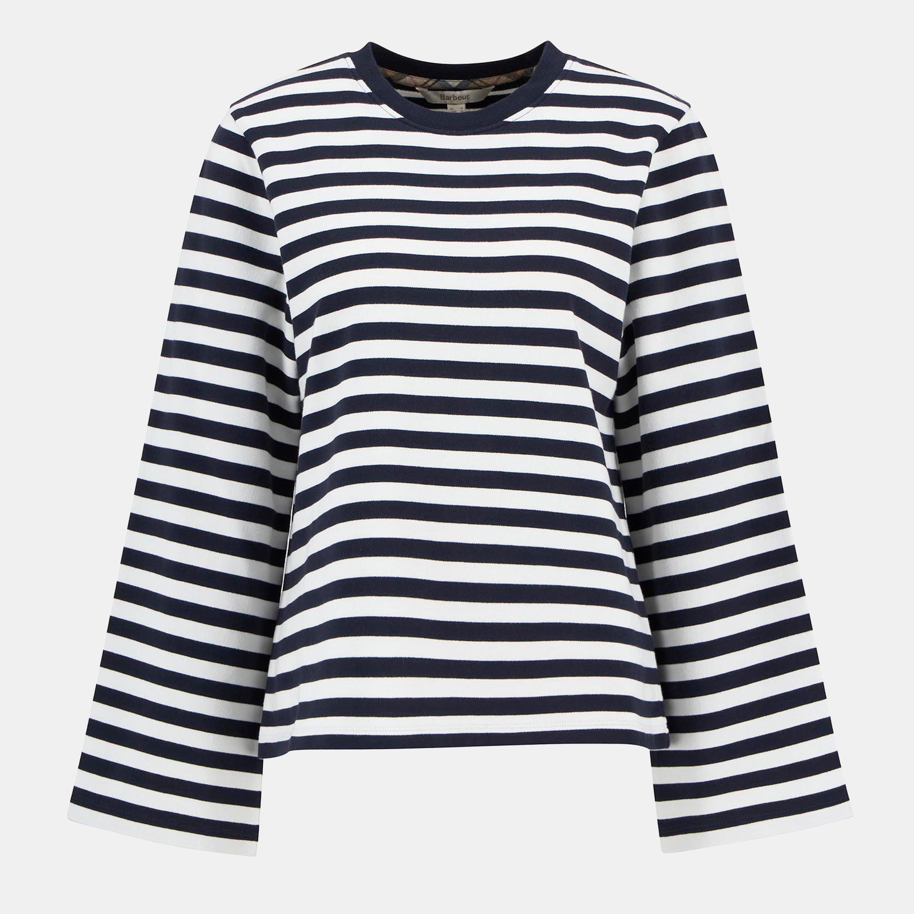 Barbour Robyn Striped Sweatshirt - Dark Navy Str - Size 14 (L)