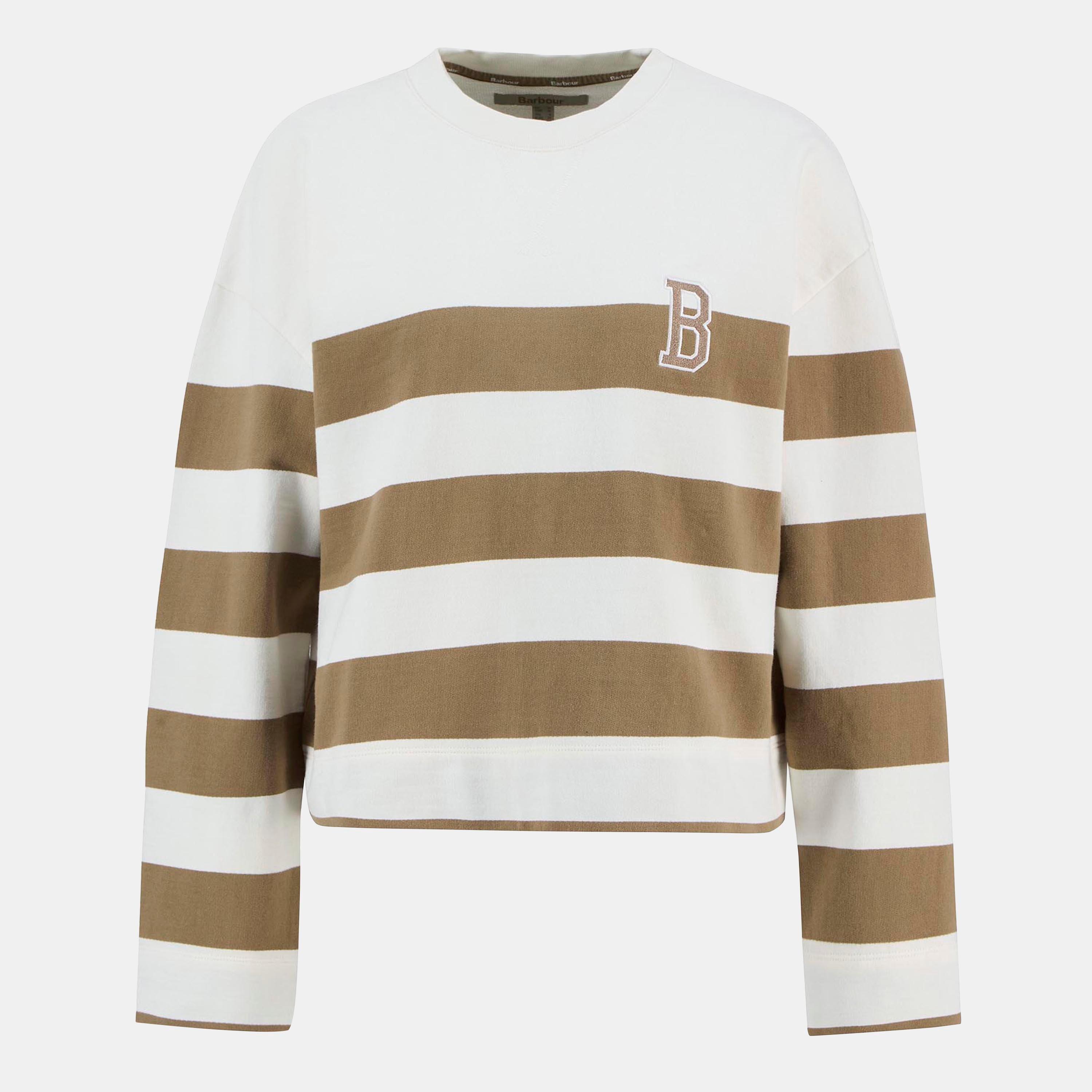 Barbour Women's Faye Relaxed Fit Crew Sweatshirt - Brown Stripe - 16 (XL)