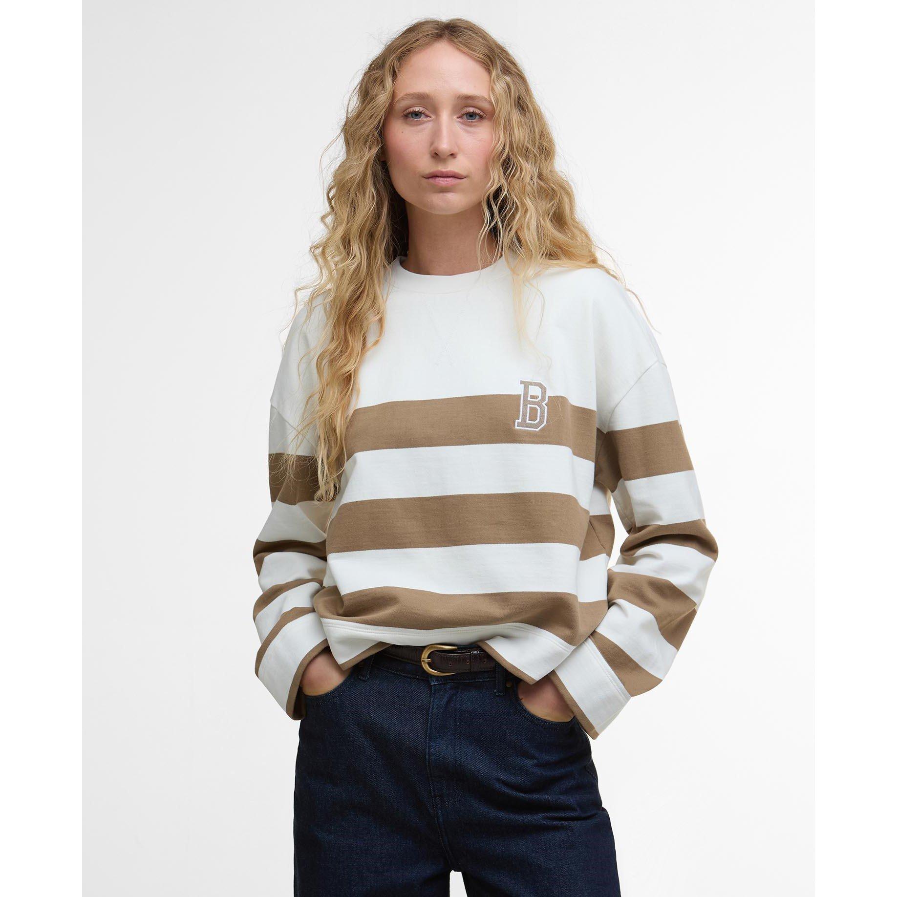 Brown Stripe - Barbour - Women's B.Li Faye Crew Sweatshirt - 2