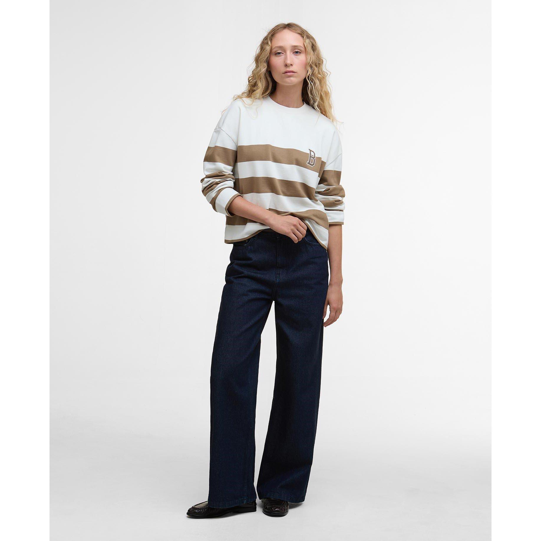 Brown Stripe - Barbour - Women's B.Li Faye Crew Sweatshirt - 6