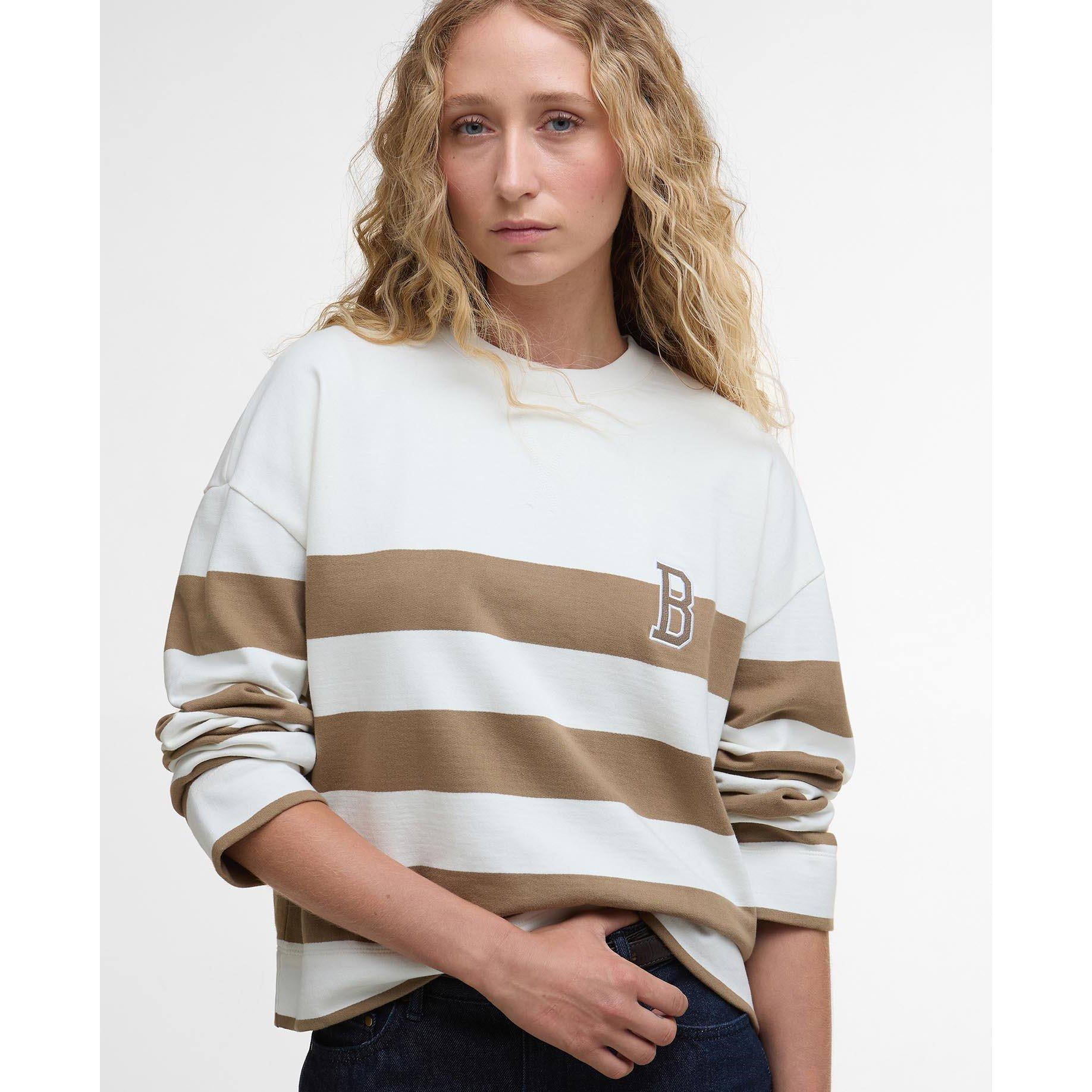 Brown Stripe - Barbour - Women's B.Li Faye Crew Sweatshirt - 4