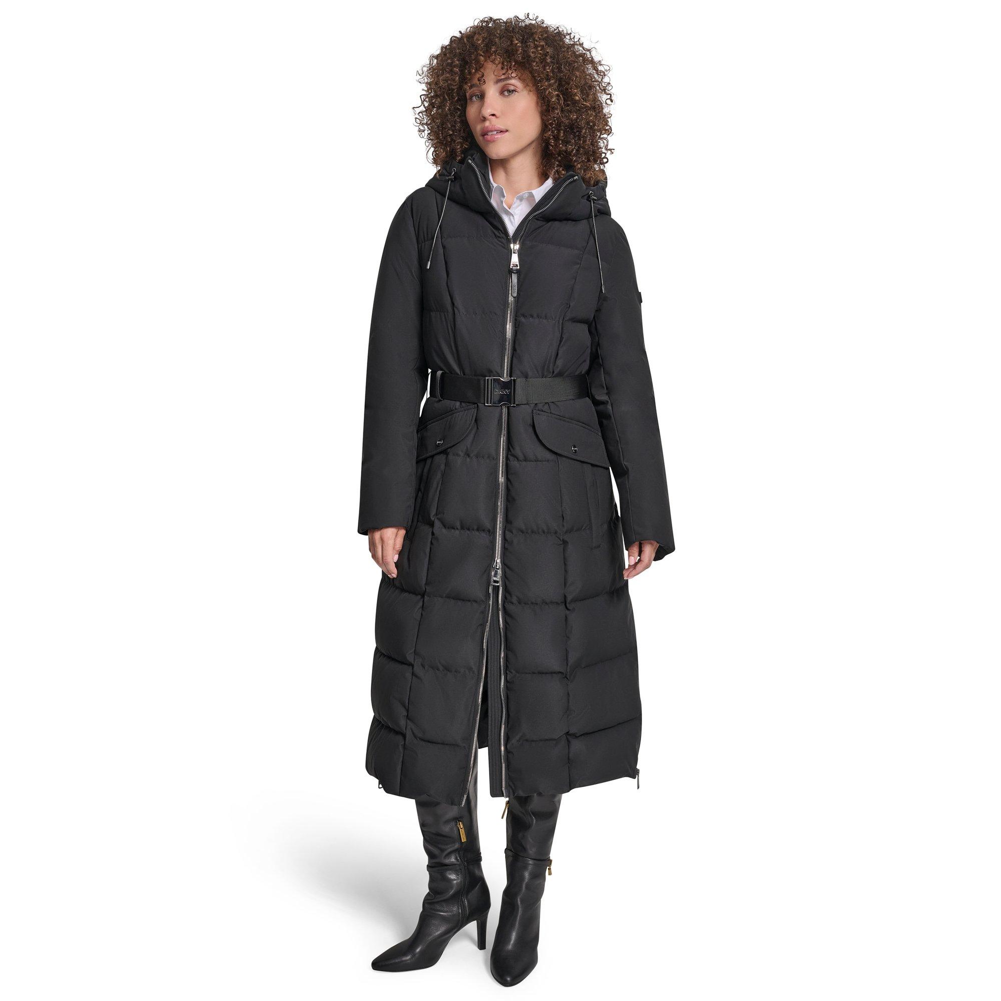 Dkny Women's Outerwear Insulated Quilted Long Puffer Jacket - Black - 10 (S)
