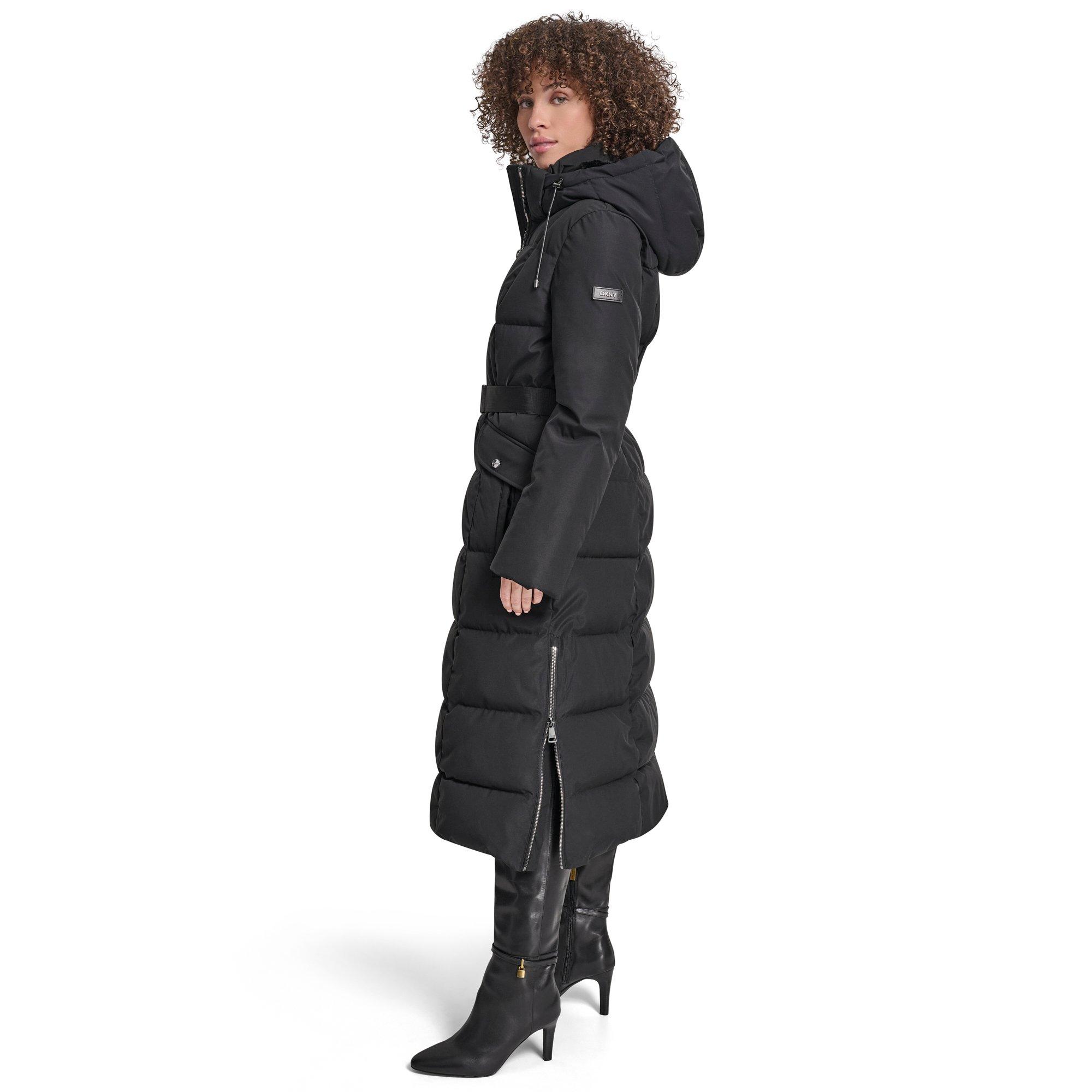 Black - DKNY - Women's Long Puffer Jacket - 3