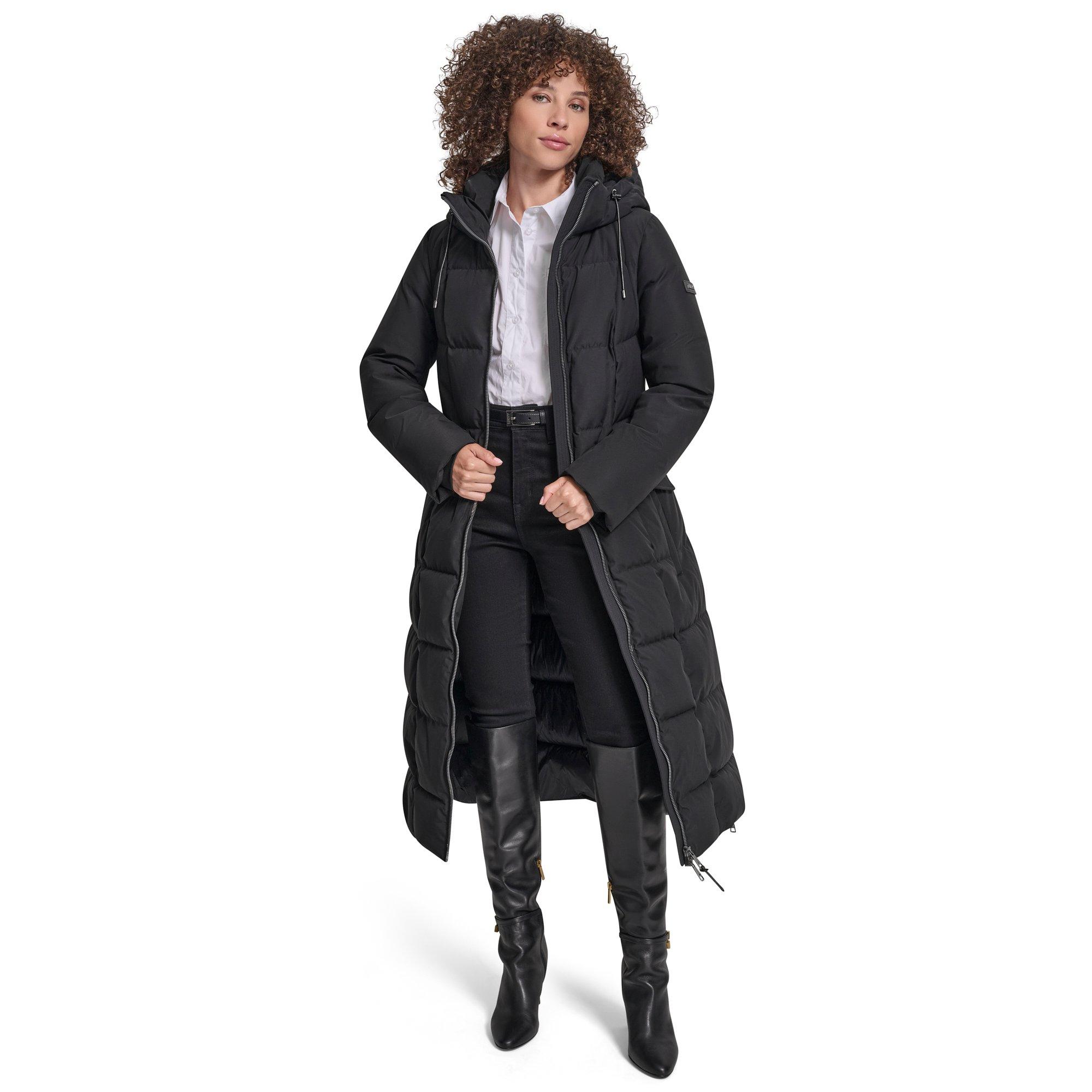Black - DKNY - Women's Long Puffer Jacket - 4