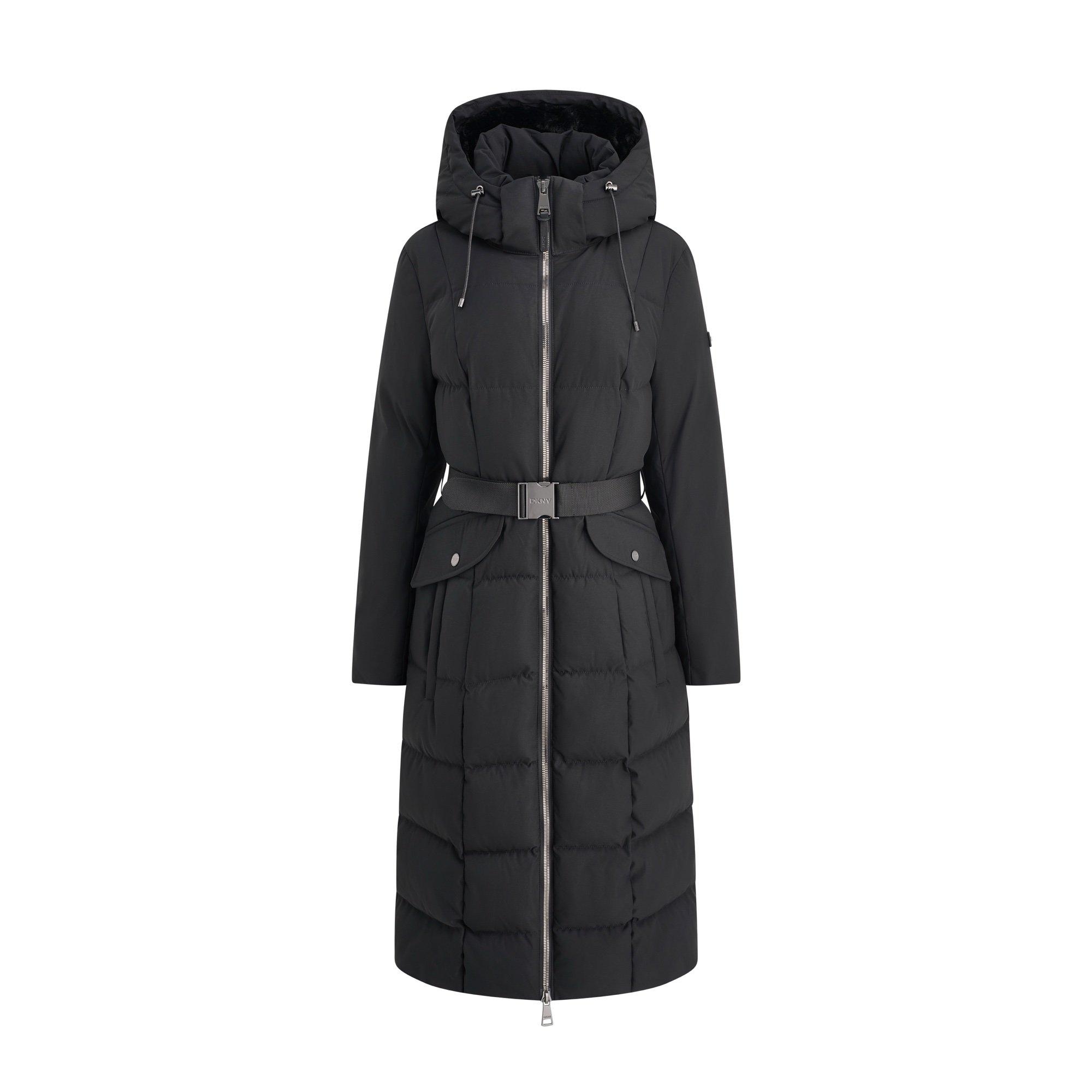 Black - DKNY - Women's Outerwear Insulated Quilted Long Puffer Jacket - 1