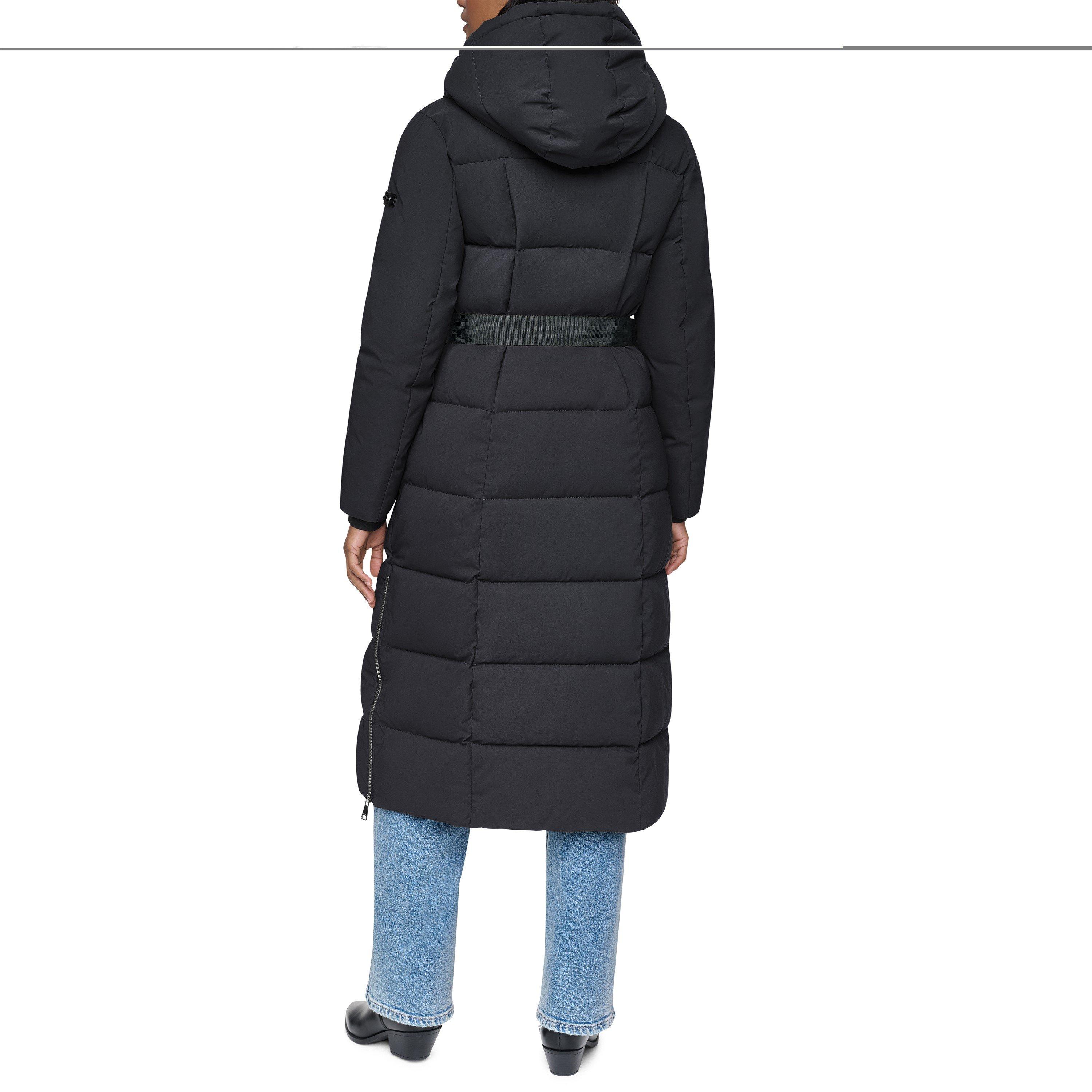 Black - DKNY - Women's Outerwear Insulated Quilted Long Puffer Jacket - 3