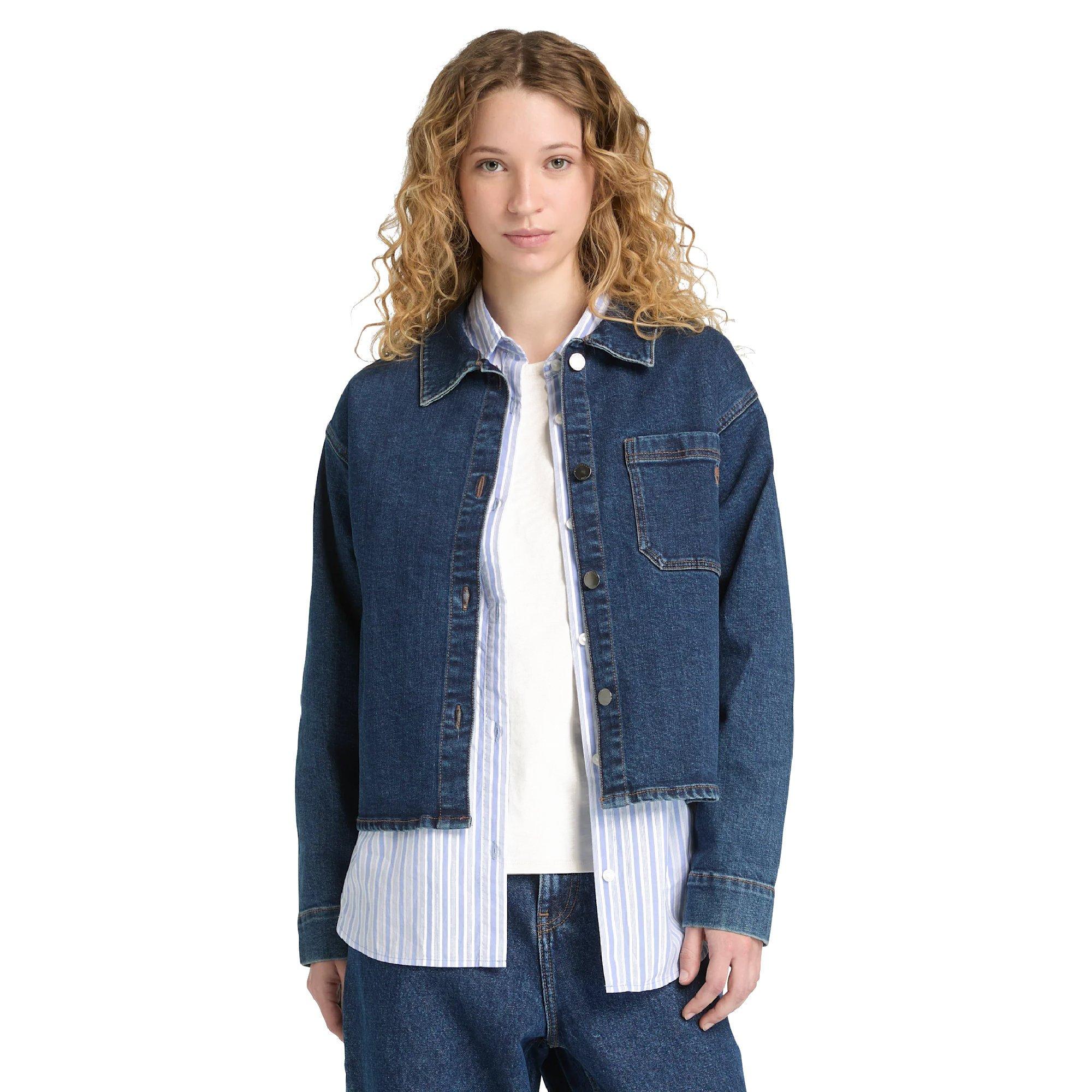 Azul pizarra - Timberland - Women's Long-Sleeve Oversized Fit Denim Jacket - 2
